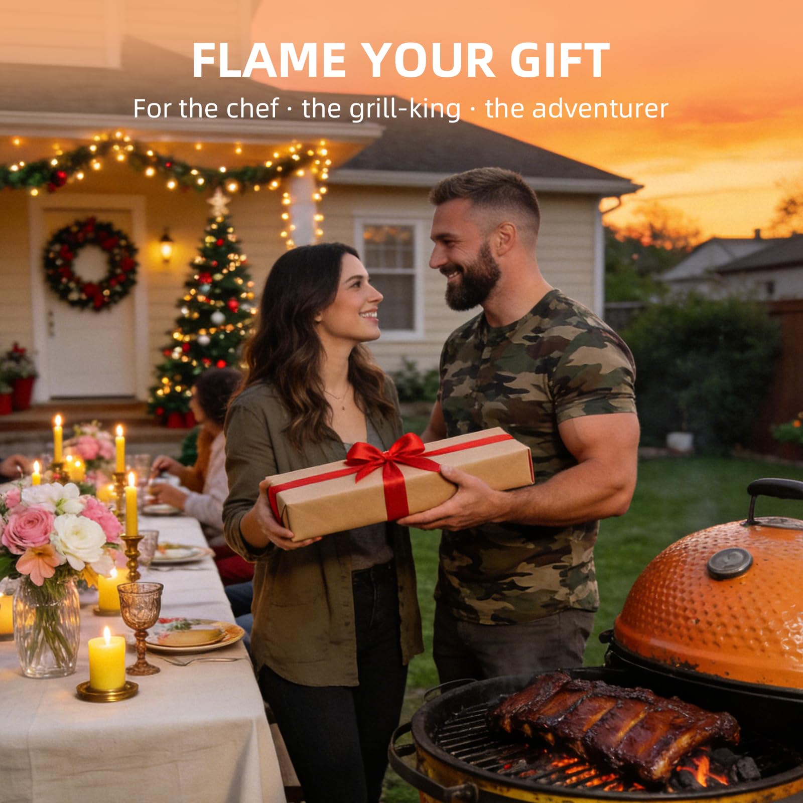 Flammenwerfer Flambierbrenner Küche Brenner 1800°C Gasbrenner Unkrautbrenner Bunsenbrenner Pistolenfeuerzeug Lötlampe für Steak Grillen Creme Brulee Unkraut Brenner Kochen Camping(Orange)