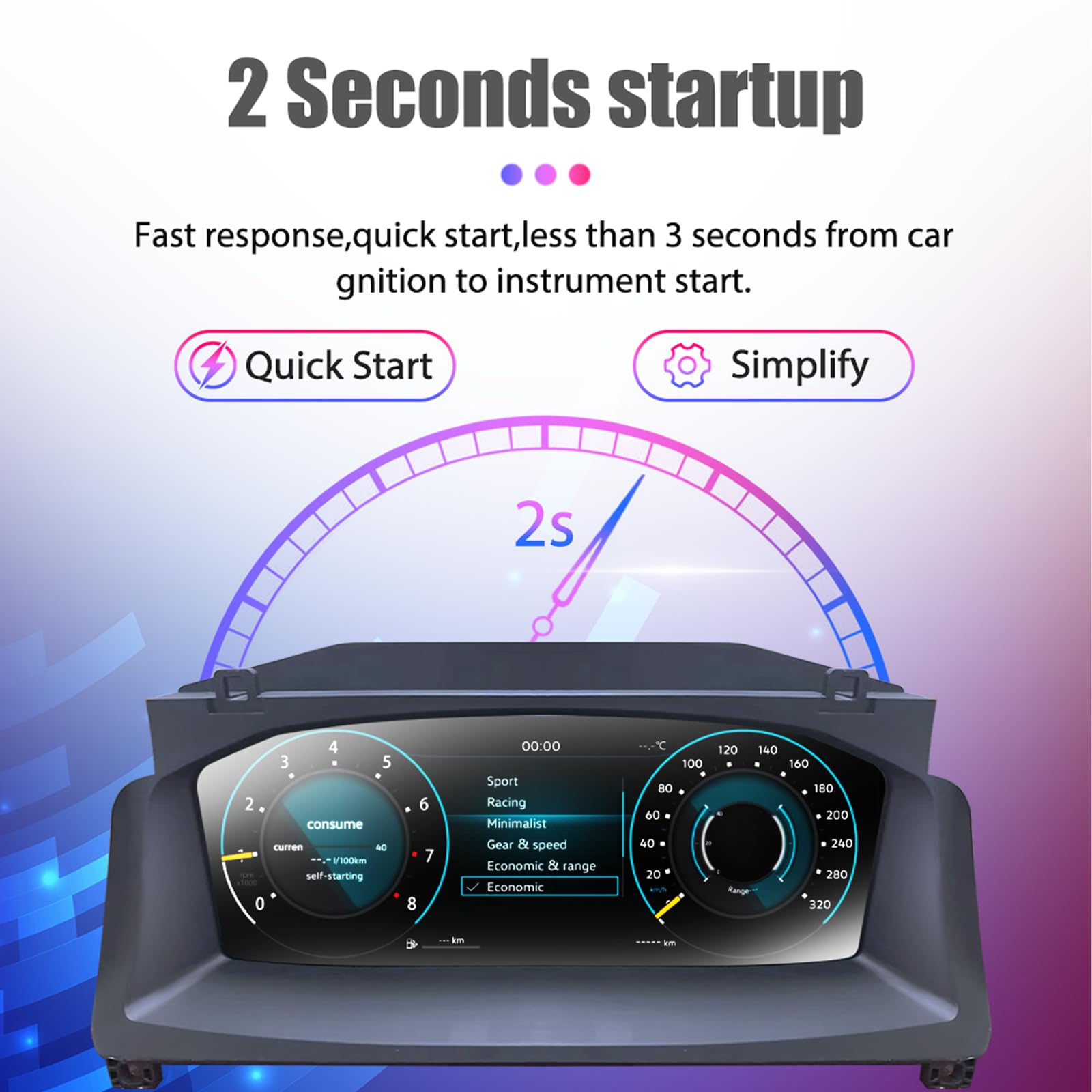 Digitales Armaturenbrett, Kfz-Ersatzinstrumententafel-Anzeigen, Tacho-Ersatz-Kombiinstrument für VW T6 2016-2020 Jahre, Digitaler Kombiinstrument-Tachometer - 12,3 Zoll