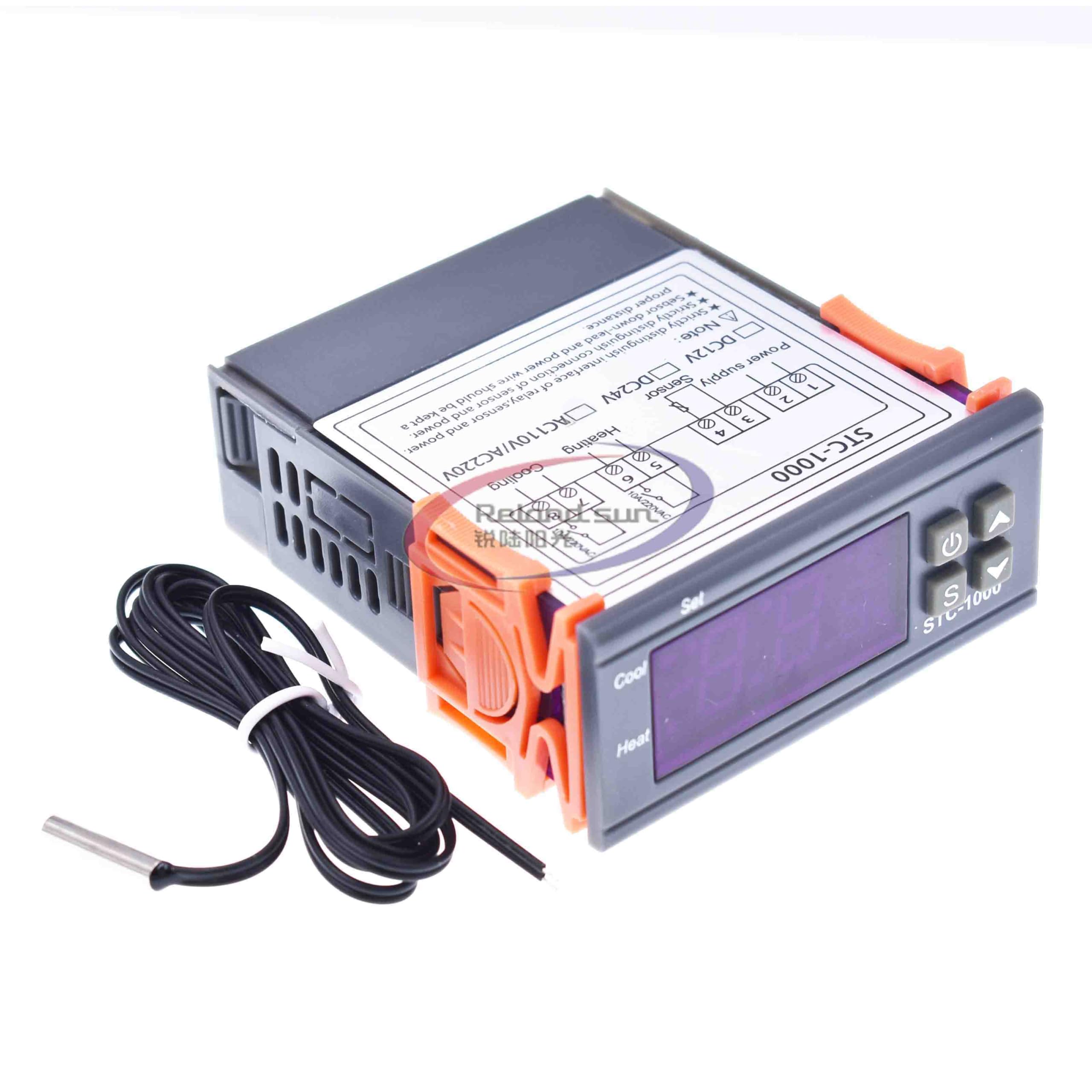 4PCS STC-1000 Digital Temperature Controller AC 10A 110V-220V Digital LED Temperature Controller Heating Cooling Centigrade Thermostat 2 Relays Output with NTC Sensor Probe (220V)