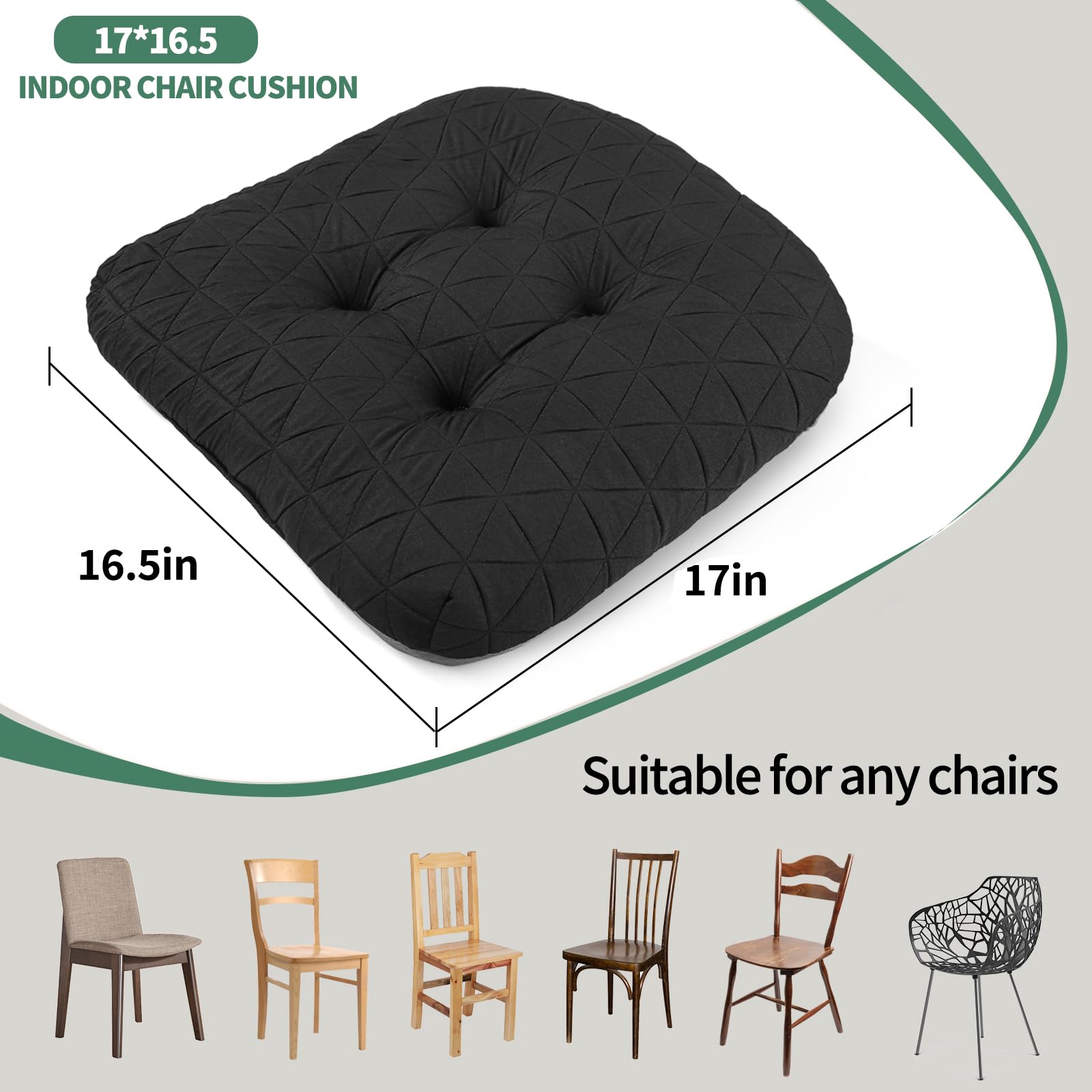 Nobildonna Gel-Infused Chair Cushions - 2 Inch Thick Seat Pads With Non-Slip Cover, Set Of 2 - View #10