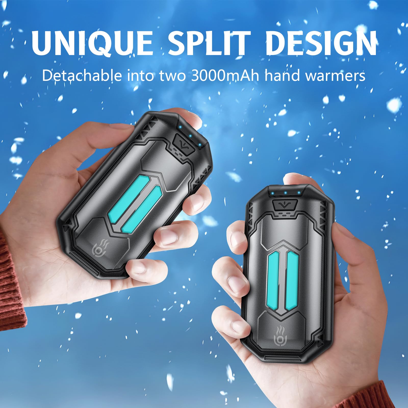 6000mAh OUTJUT Hand Warmers Rechargeable 2 Pack Electronic Hand Warmers Portable 20Hrs USB Suitable Hunting Accessories Portable Hands Heater for Camping Hunting Gifts for Women Man?Gray?