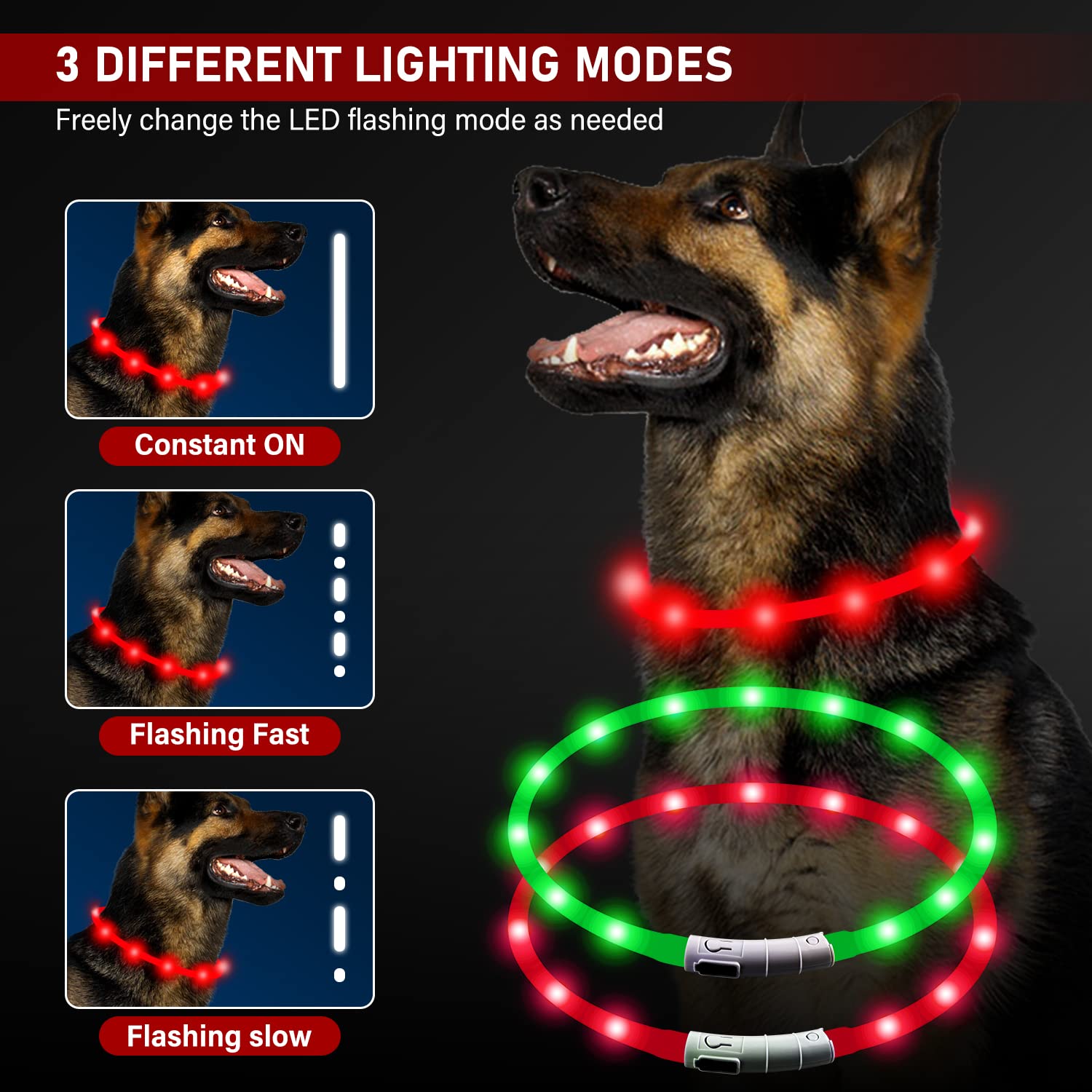 2x Luci LED Ricaricabili Per Cani - Impermeabili, Multicolore, Per Passeggiate Notturne Sicure (Rosa Viola) - Foto 9