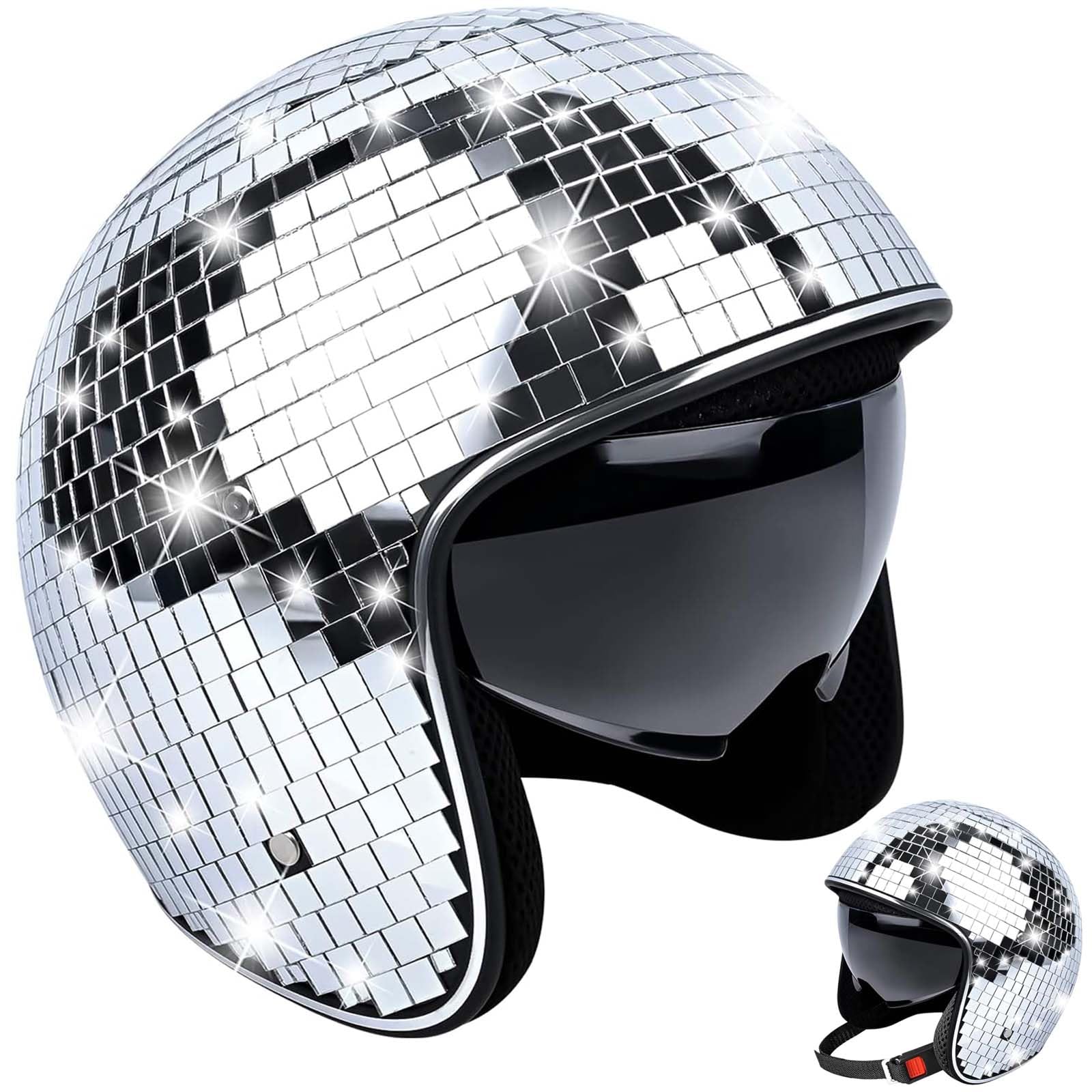 Pipihome Discokugel Hüte - Diskokugel Helm | Glitzer Spiegel Glas Discokugel Hut Helm | DiscoDekor Helme | Disco Spiegel Glitzerball Helme | Disco Spiegel Hut | Glitzer Spiegel Glas Disco Ball Hut