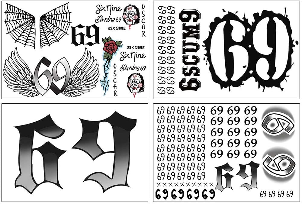 69 Temporary Tattoos Set, 69 Tattoo Stickers Included Face, Arm, Hand, Body For Halloween Costume Party Men Women