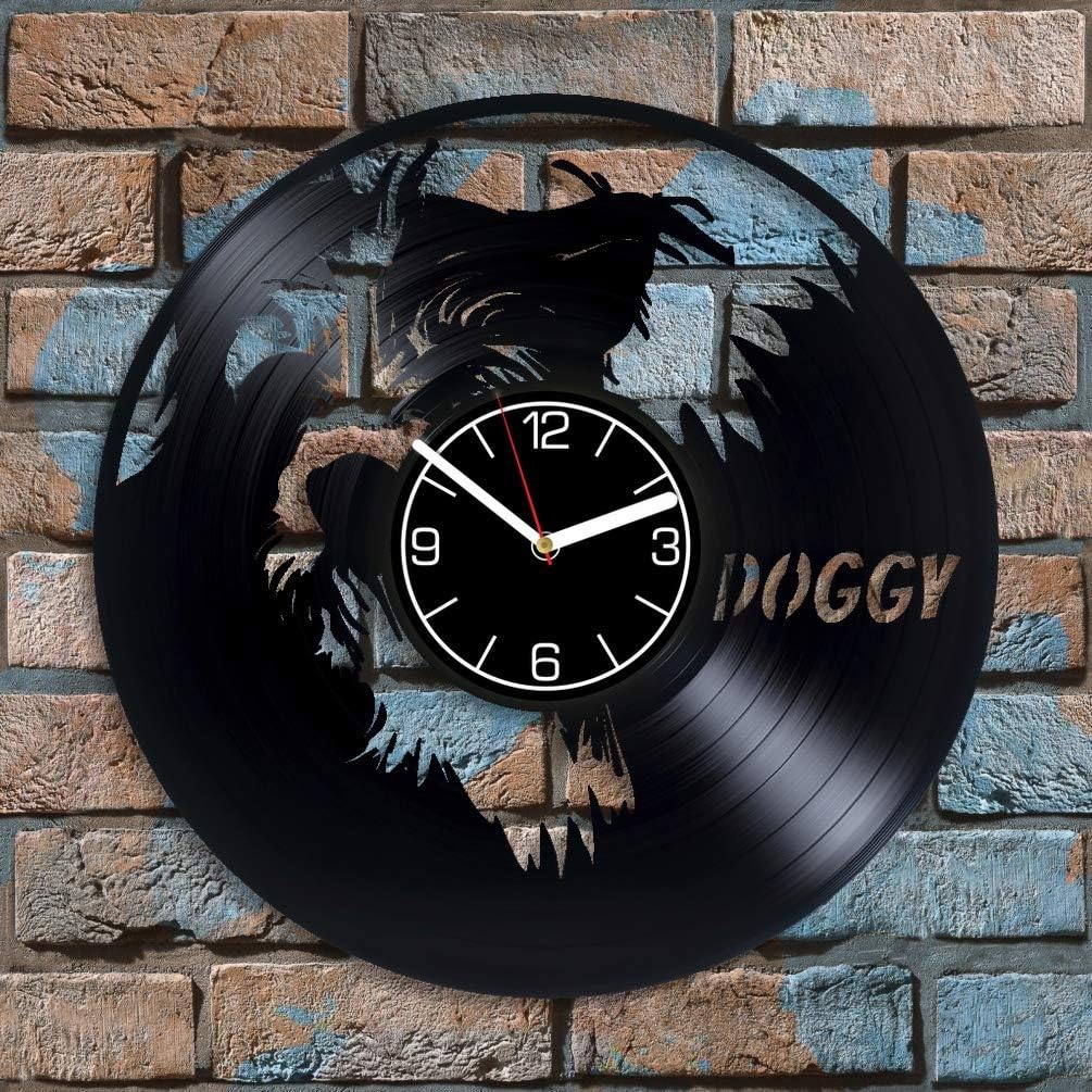 Cute Doggy Vinyl Record Wall Clock Animal Decoration 12 inch Wall Clock Nature Art Birthday Gift for Girl Doggy Wall Art Animal Clock Nature Wall Clock Large Cute Doggy Vinyl Clock Xmas Gift