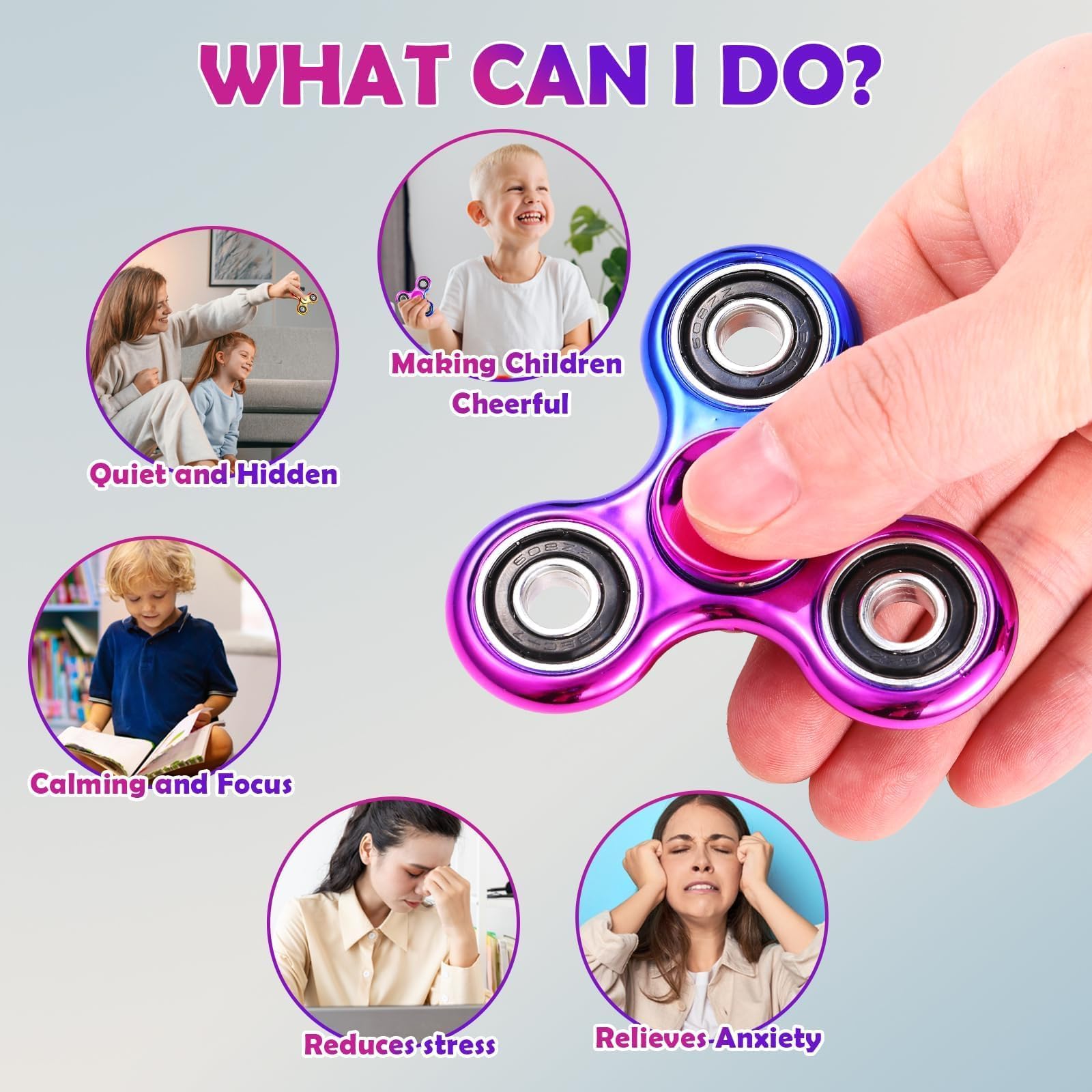 SCIONE 2 Szt. Fidget Spinner Tęczowy, Sensoryczne Zabawki Antystresowe, Wypełniacz do Torby z Prezentami na Urodziny, Idealny dla Dzieci i Dorosłych