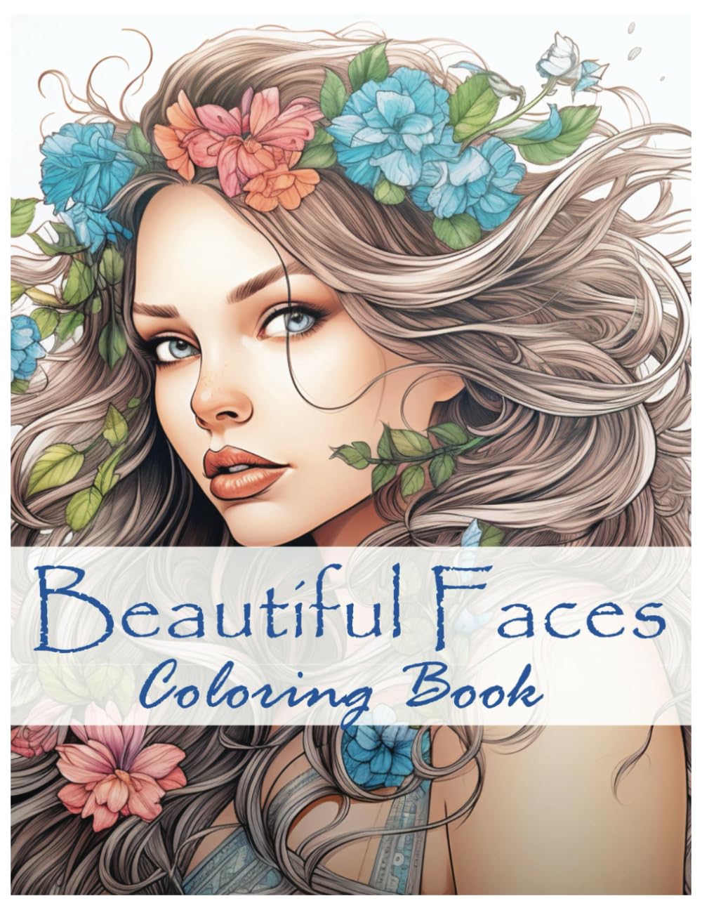 Beautiful Faces: Stress Relief and Relaxation Coloring Book for Women: :Fabulous Flowers and Fashion and Hair to Color