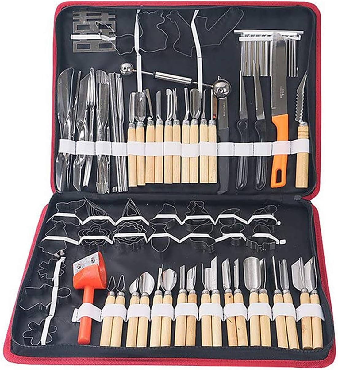 ele ELEOPTION Kitchen Carving Knife Fork Peeling Cutting Sets Vegetable Food Fruit Cutter Shapes Tools Total 80 Pieces Gift With Carrying Bag ele ELEOPTION Kitchen Carving Knife Fork Peeling Cutting Sets Vegetable Food Fruit Cutter Shapes Tools Total 80 Pieces Gift With Carrying Bag