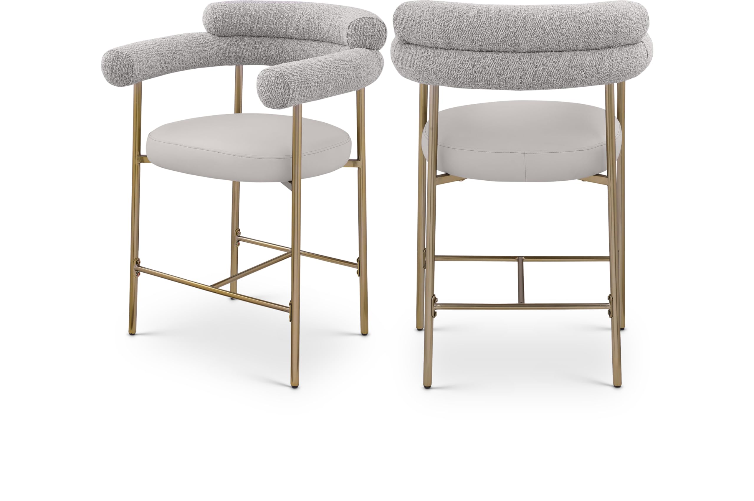 Meridian Furniture 994Taupe-C Blake Collection Modern | Contemporary Counter Stool with Vegan Leather Seat, Rich Boucle Back, Brushed Finish Frame, 26