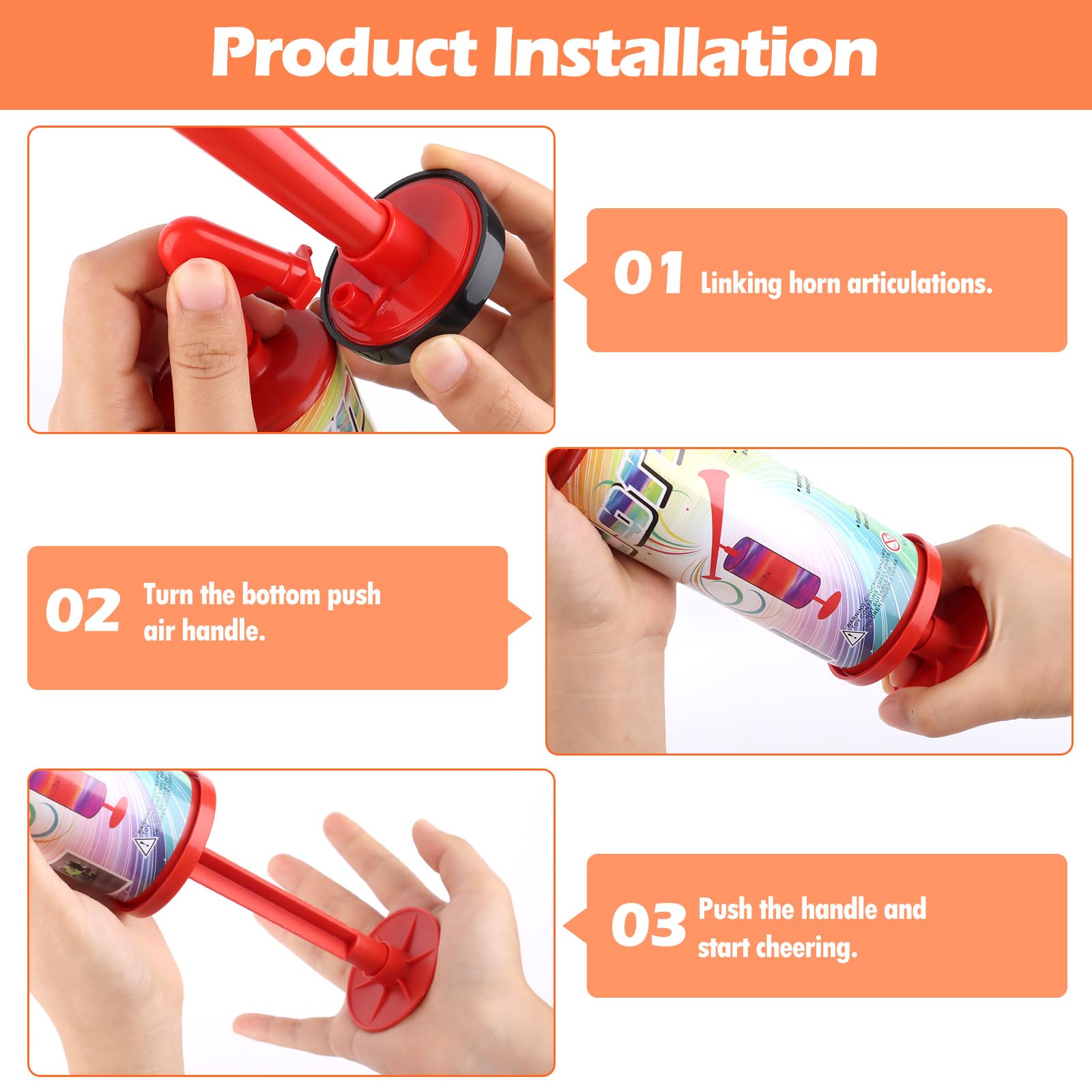 Bocina Aire Comprimido, Bocina Manual Air Horn, para Estadios, Seguridad Bocina Fiestas y Eventos Deportivos Rojo