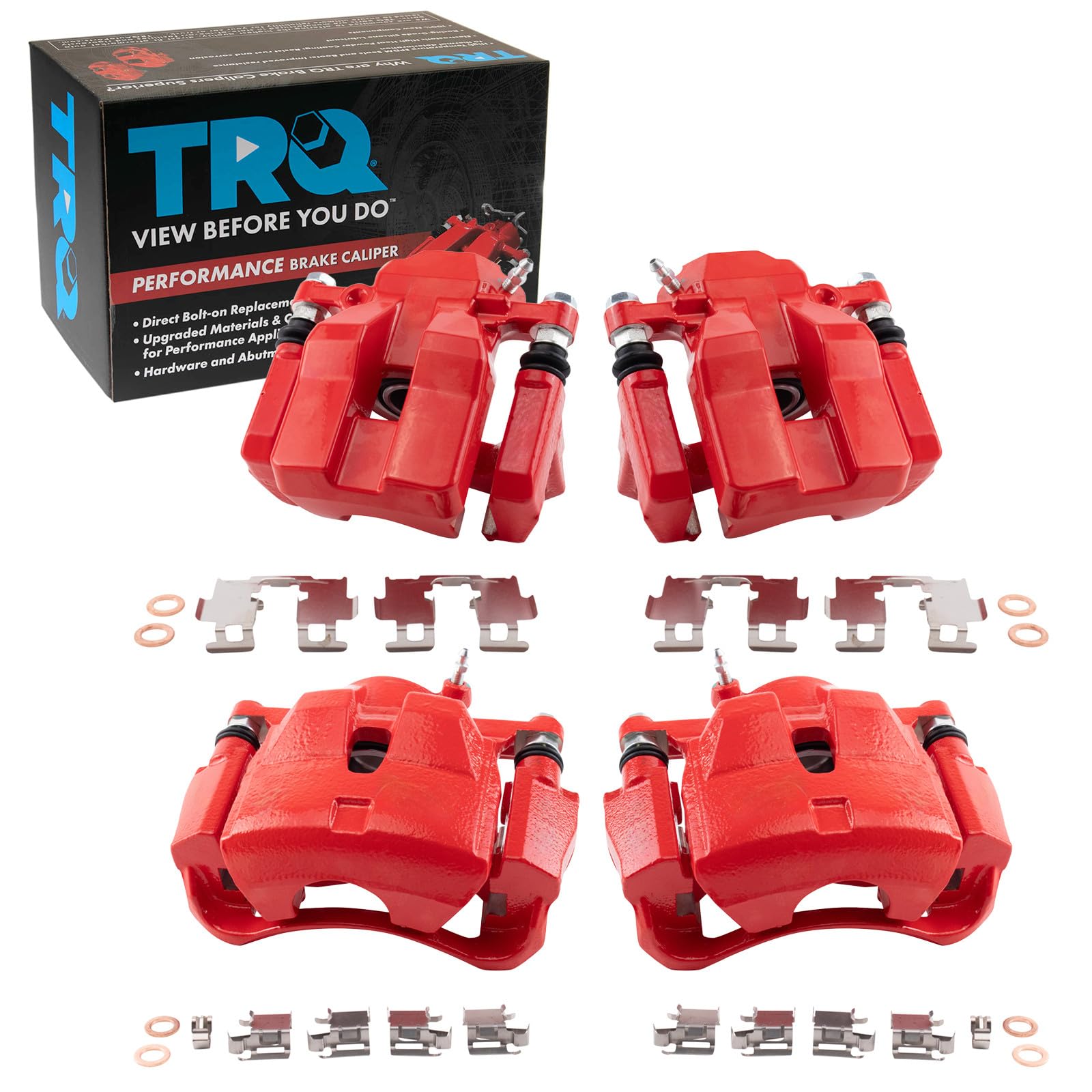 TRQ Performance Front and Rear Brake Caliper Set Coated Brackets Compatible with 2011 Toyota RAV4