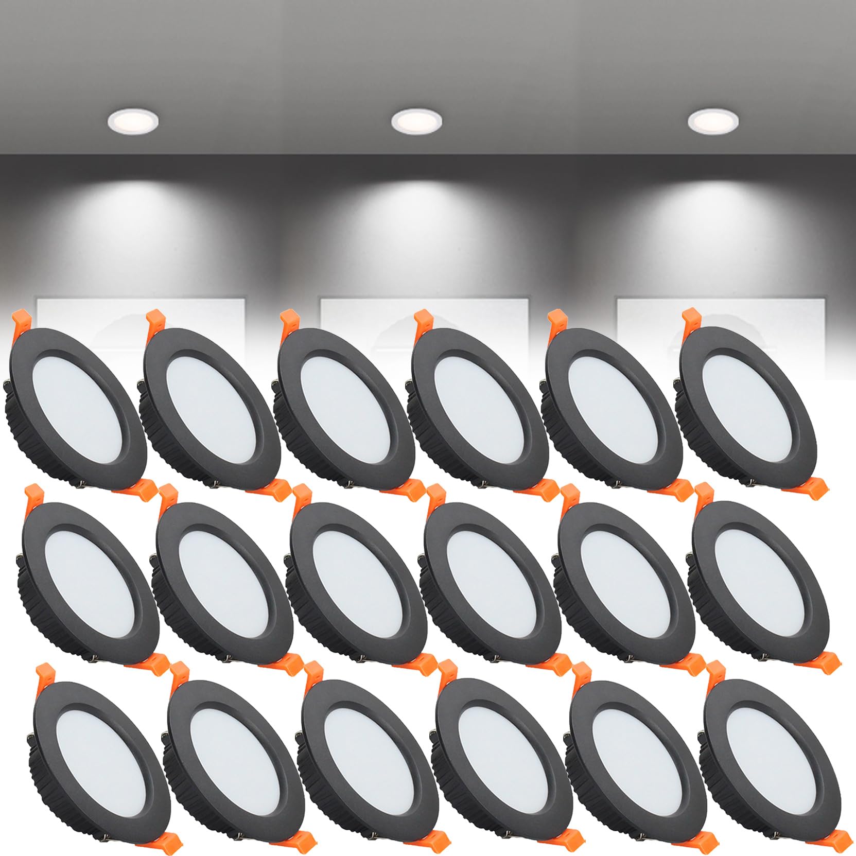 Syibelters 7W LED Recessed Ceiling Lights 108mm Cold White 6000K 7W 240LM, Cut Φ80-90mm, AC110-240V Ultra Slim Downlights, LED Panel Light for Living Room Hallway, 18 Pack