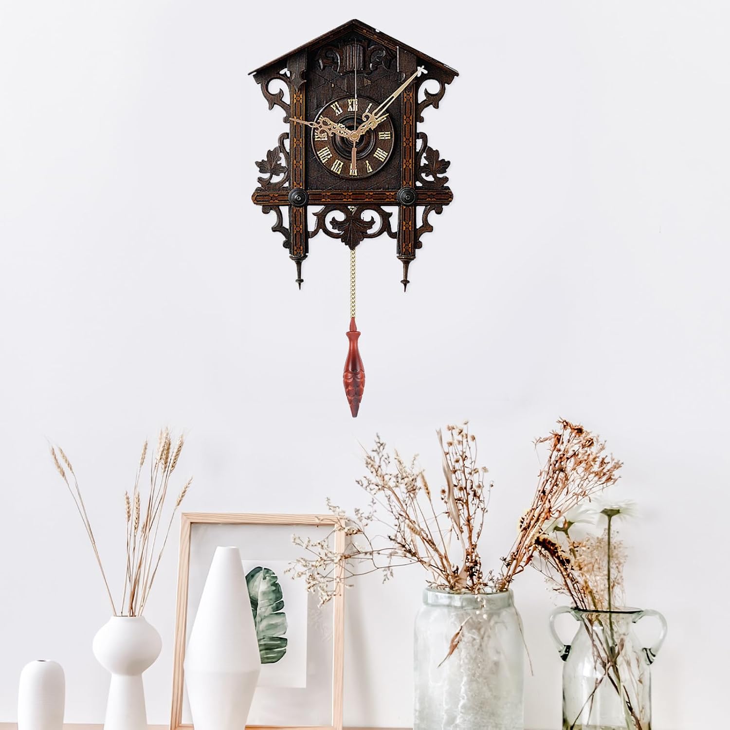Cabilock Cuckoo Clock Decorative Hammer Replacement 2pcs Brown Wooden | Vintage Pendulum Accent, Versatile Compatibility, Easy Maintenance for Home Decor