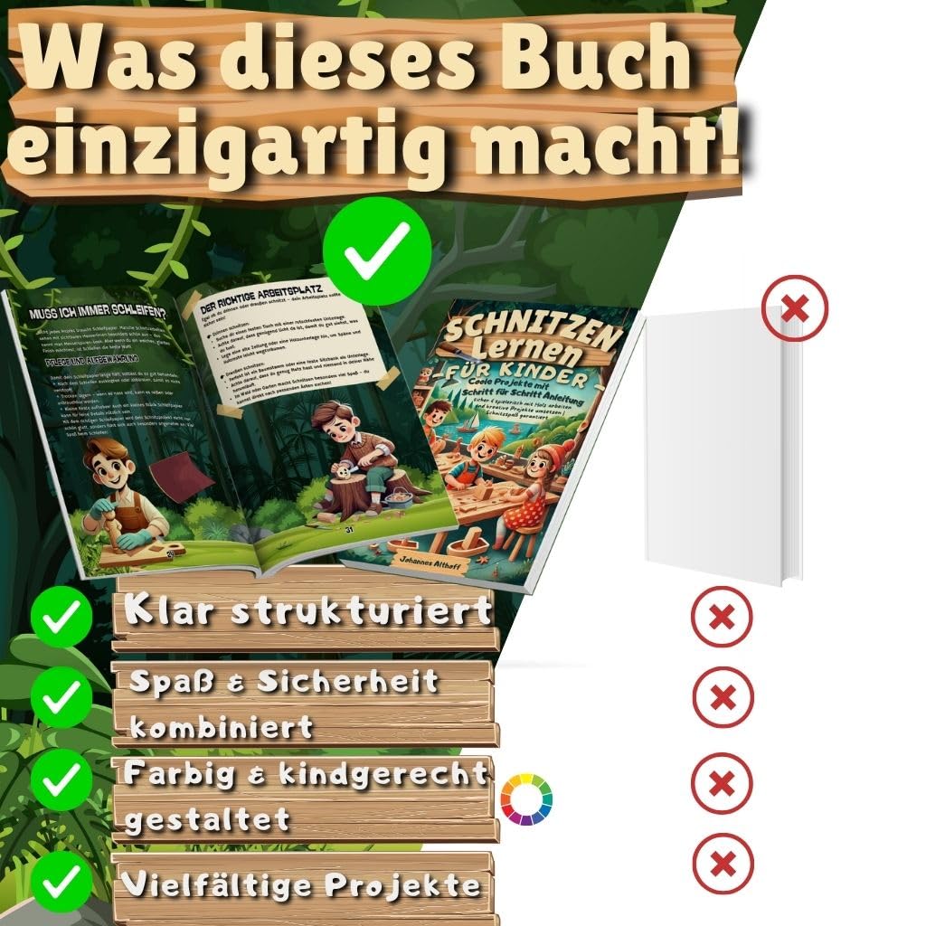 Schnitzen lernen für Kinder: Entdecke anfängerfreundliche Holzprojekte mit kindgerechter Schritt-für-Schritt-Anleitung – sicher & spielerisch mit Holz ... Projekte umsetzen | Schnitzspaß garantiert