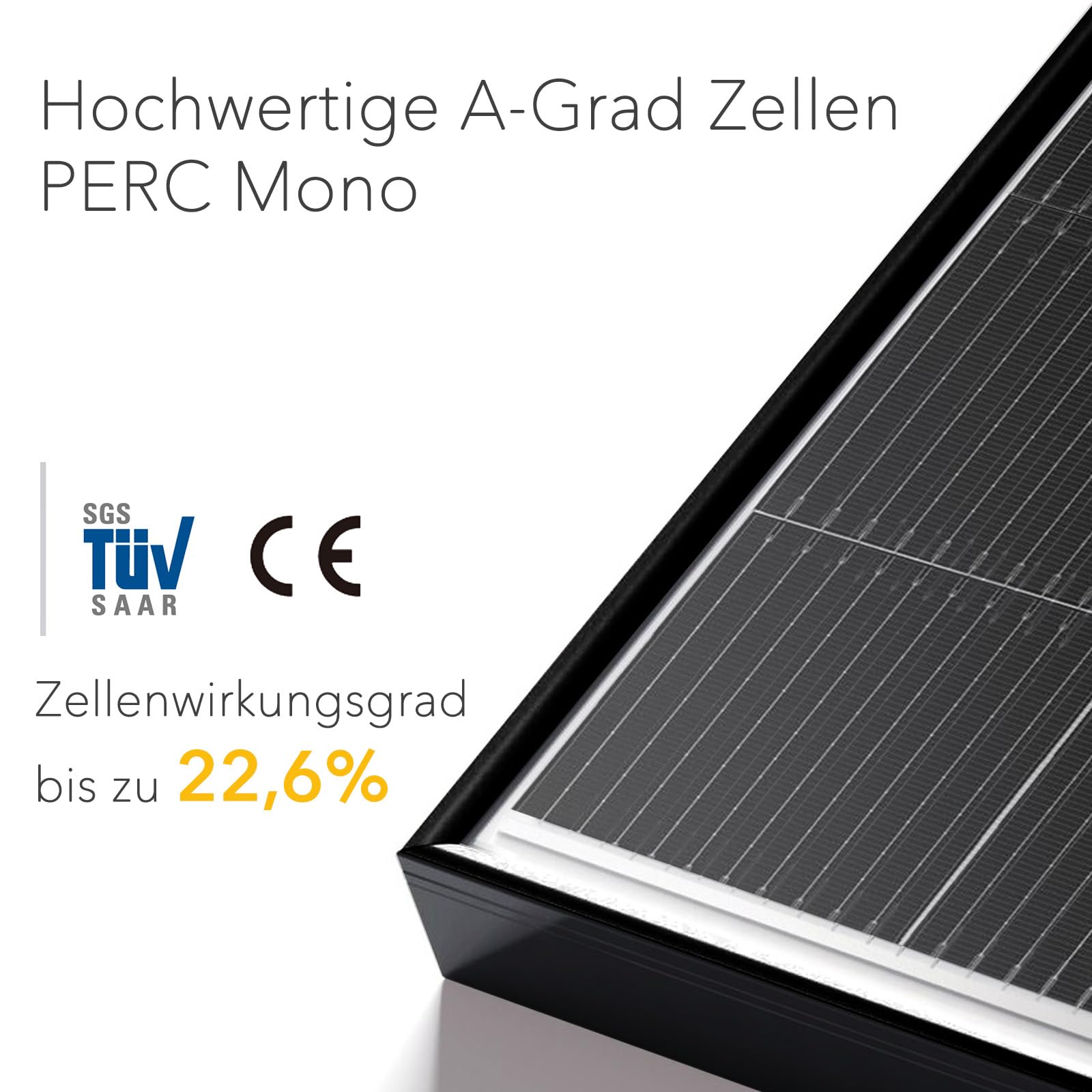 enjoy solar® Panel Solar Monocristalino 200W 12V, PERC 9BB – Ideal para autocaravanas, instalaciones en balcones, casas de jardín y embarcaciones (Marco Negro)