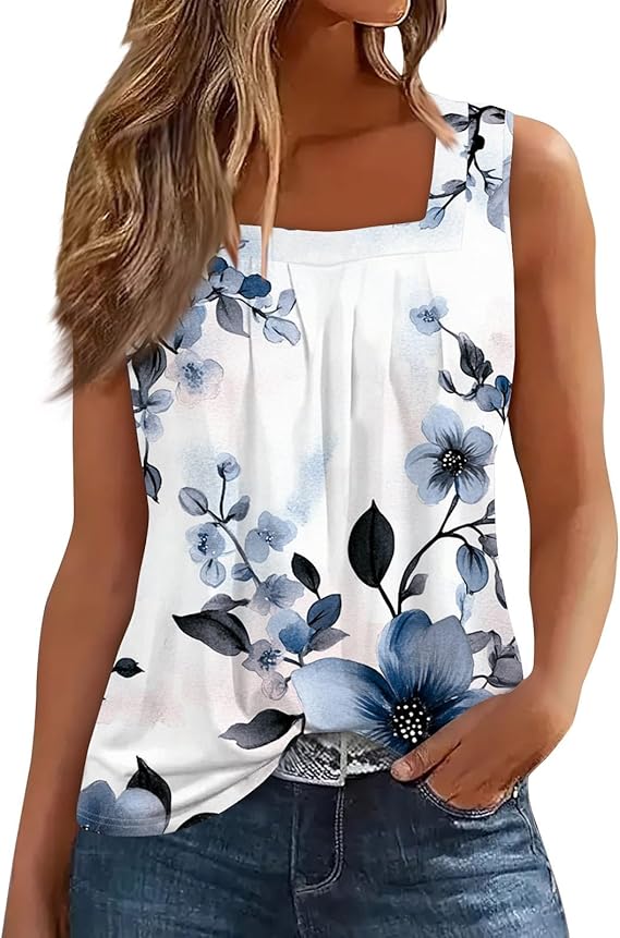 Spring Summer Plus Size Dressy Tank Tops for Women 2025 Womens Workout Floral Boho Beach Sleeveless Shirts Blouses