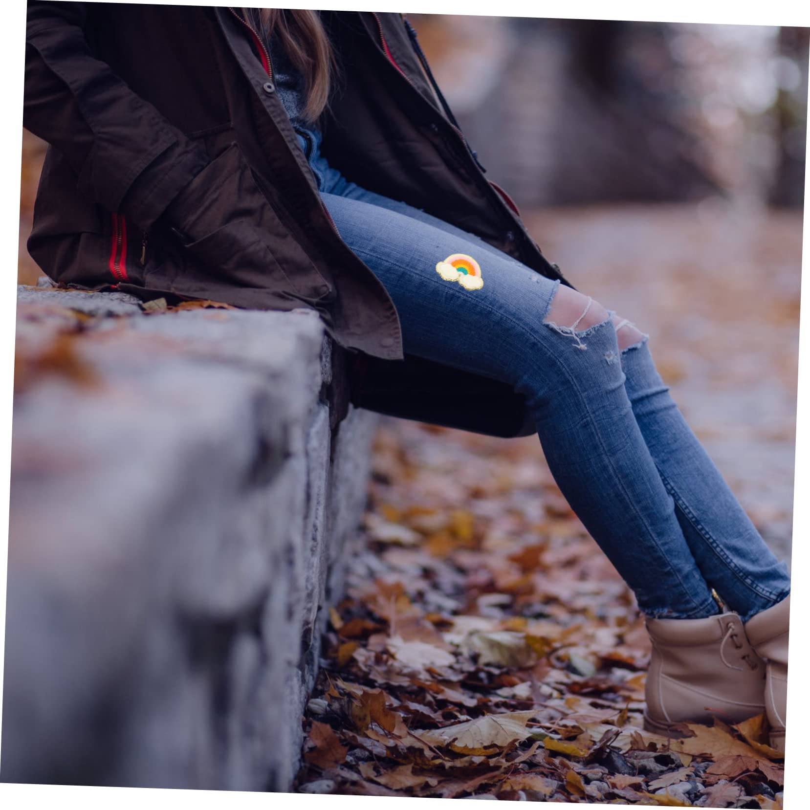 5 Sets Entzückende Stickerei-aufnäher Für Röcke Taschen Jeans Kleidung Aufnäher Regenbogen-design Einfach Zu Verwenden 12 Stück X 5