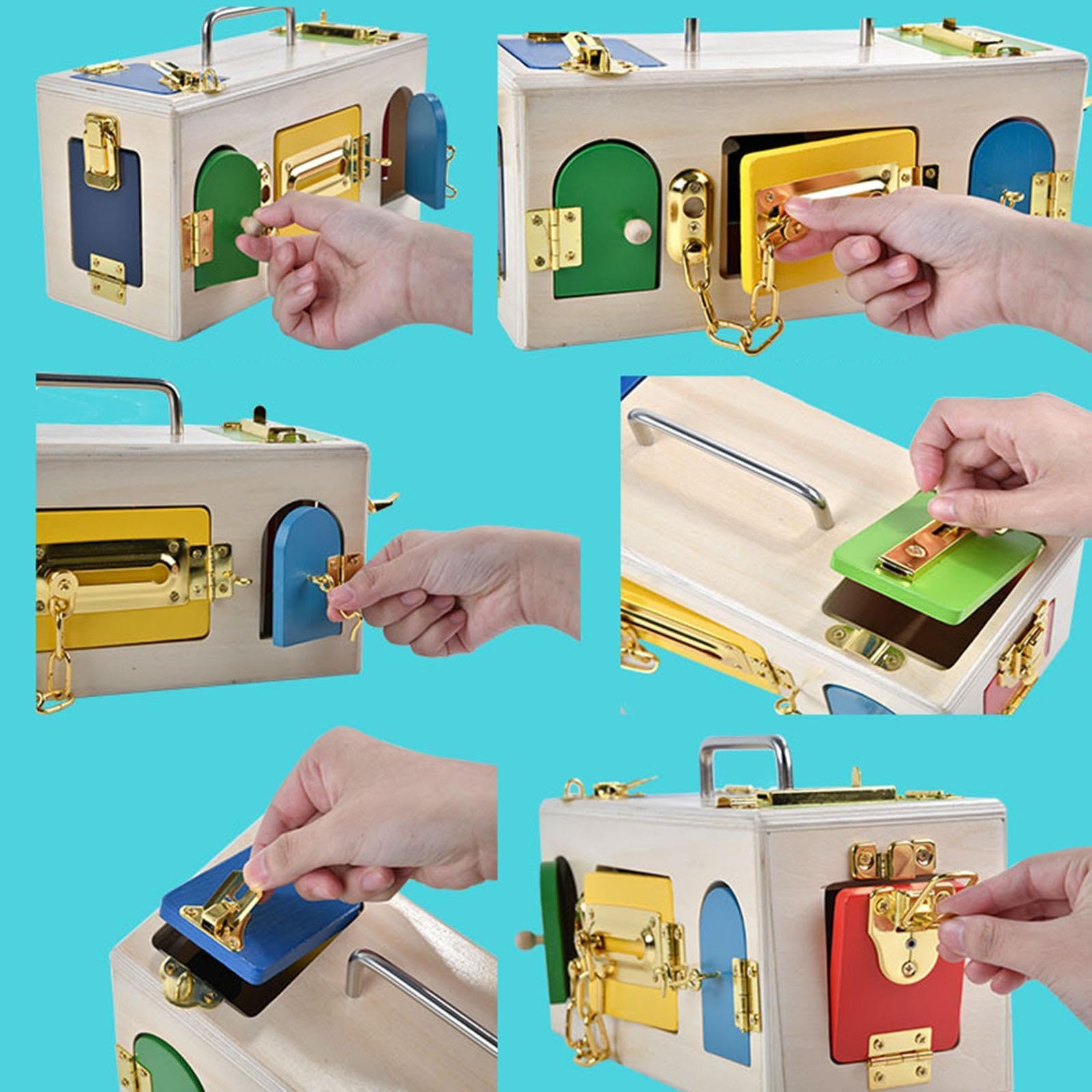 Caja de Madera con, Juguete Educativo, Juguete para Desarrollar La Motricidad Fina, Y La Exploración. Adecuado para Niños.