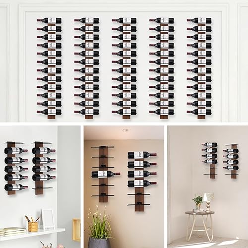 Miniatura 7 de Estante para vino montado en la pared, estante de vino de pared para 12 botellas de vino, estantes de vino de madera para pared, estante de vino