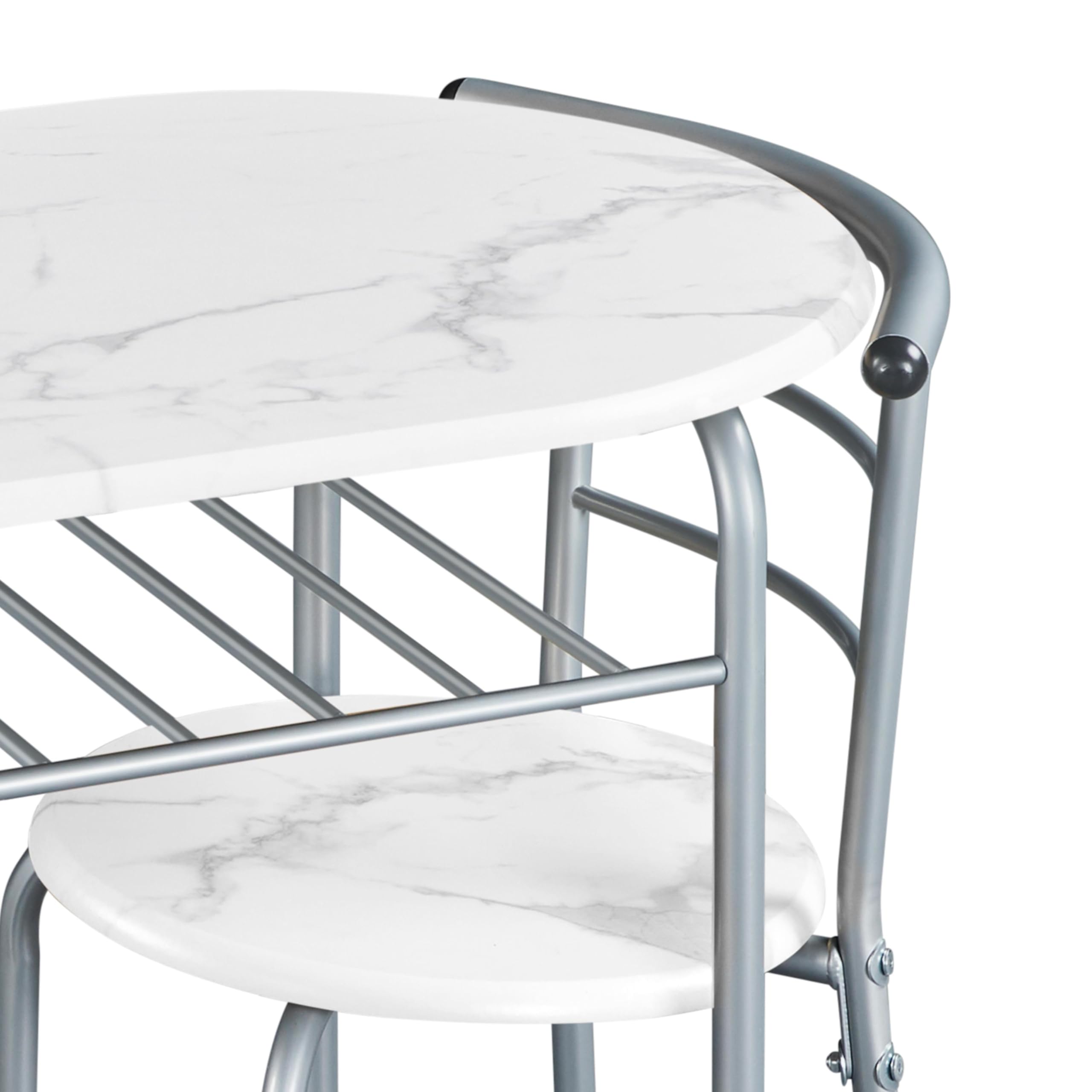 Set Tavolo Moderno con 2 Sedie per Sala da Pranzo, Set 3 Pezzi Mobili Salvaspazio da Cucina Balcone Ristorante Bar per 2 Persone in Legno e Metallo Sedia Portata Bianco 80 x 53 x 75,5 cm