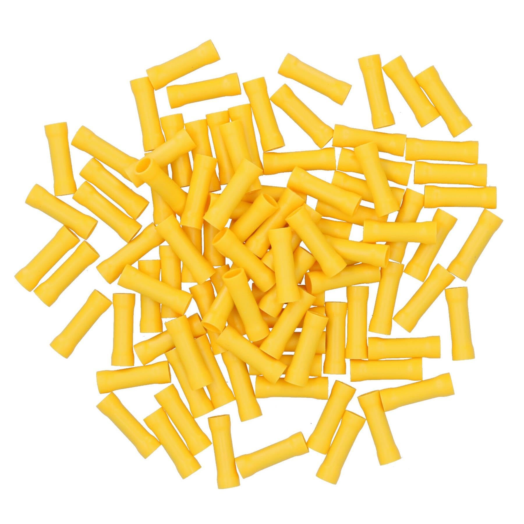 Ab Tools Yellow Insulated Straight Butt Connectors Electrical Crimps Terminals 100Pc