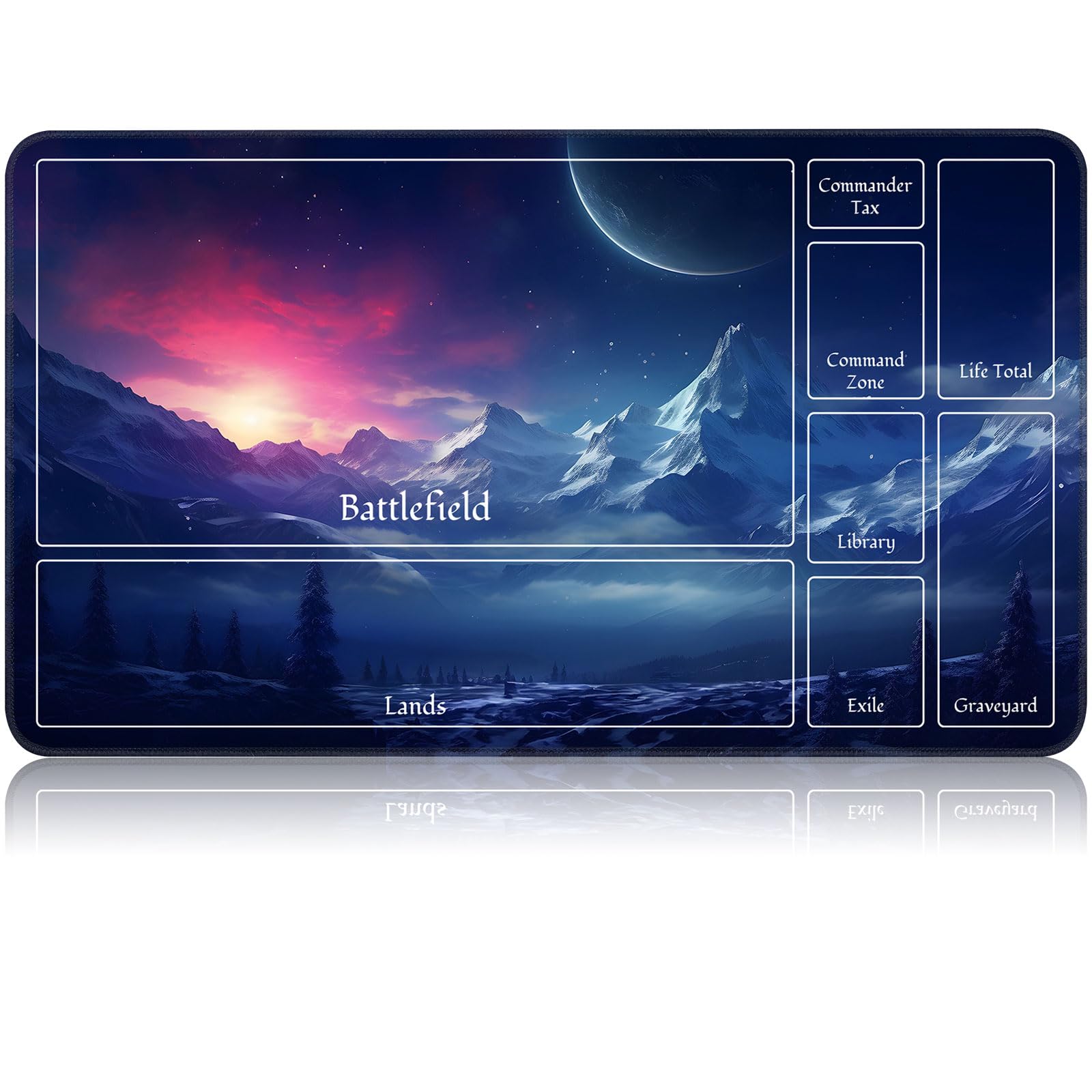 for MTG Game Playmat, for Magic TCG Rubber Play mat,Tabletop Card Playmats with Smooth Surface,Trading Card Inked Game Mat with New Zones,Battle Game,Snow Mountain Moon