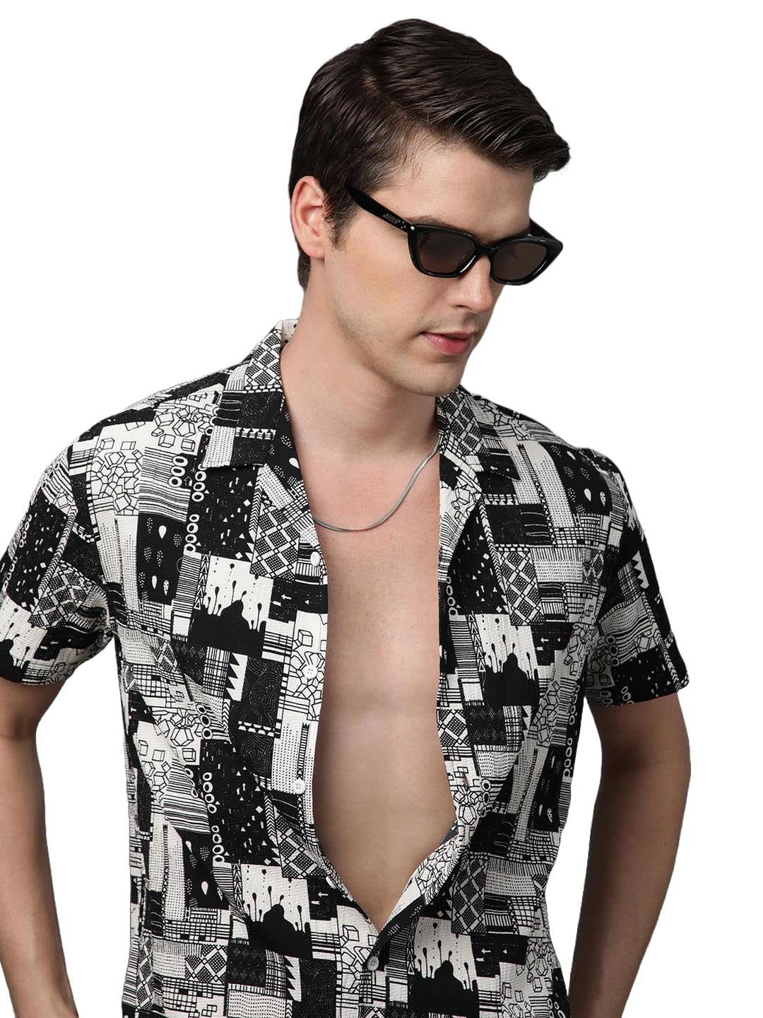 Besix Men's Beach Outfits - Old Money Aesthetic, Rayon Casual Summer Shirt, Loose Down Shoulder, Stylish Beach Shirt, Comfortable Vacation Wear, Trendy Beachwear for Men