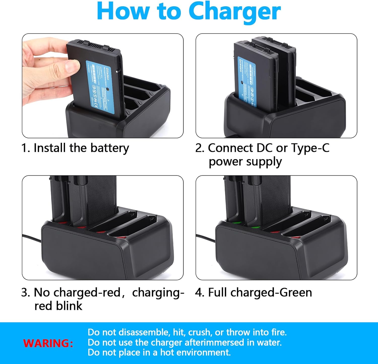 for Zebra TC77 Battery Charger Cradle - for Zebra TC7X Battery Charger - for Symbol/Zebra TC70 TC70X TC72 TC77 TC75 TC55 Barcode Scanner Batteries Charger Cradle SAC-TC7X-4BTYC1 (4-Slot) - Image 4