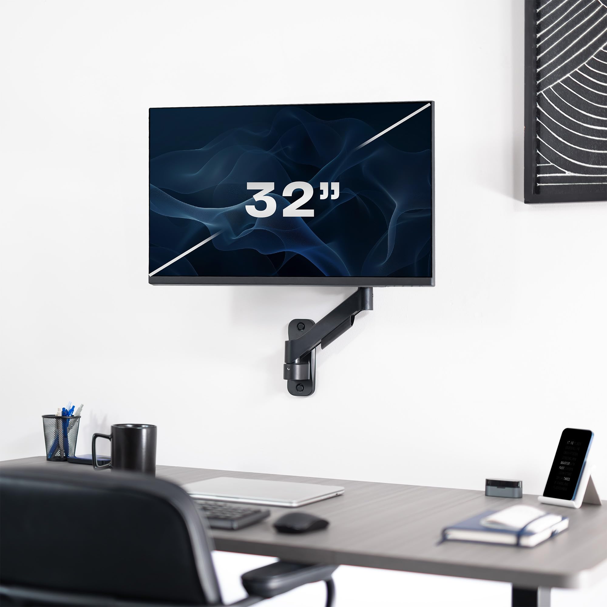 Vivo Soporte de Pared neumático de Brazo extendido de Altura Ajustable, articulación de Movimiento Completo, se Adapta a Pantallas de 17 a 27 Pulgadas, Negro, MOUNT-V001G