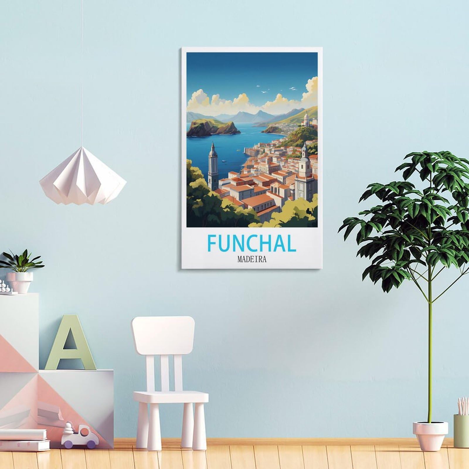 HXHNFERR Funchal Madère Poster vintage de voyage sur toile 40 x 60 cm