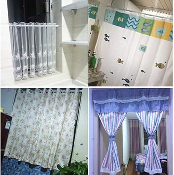 1 X Curtain Rod Extendable 30-90CM No Drill Window Screen Spring Rod Adjustable Tension Pole Bath Curtain Rail for Kitchen Bathroom Window,Black (25-40 thin rod with a diameter of 1.3cm)
