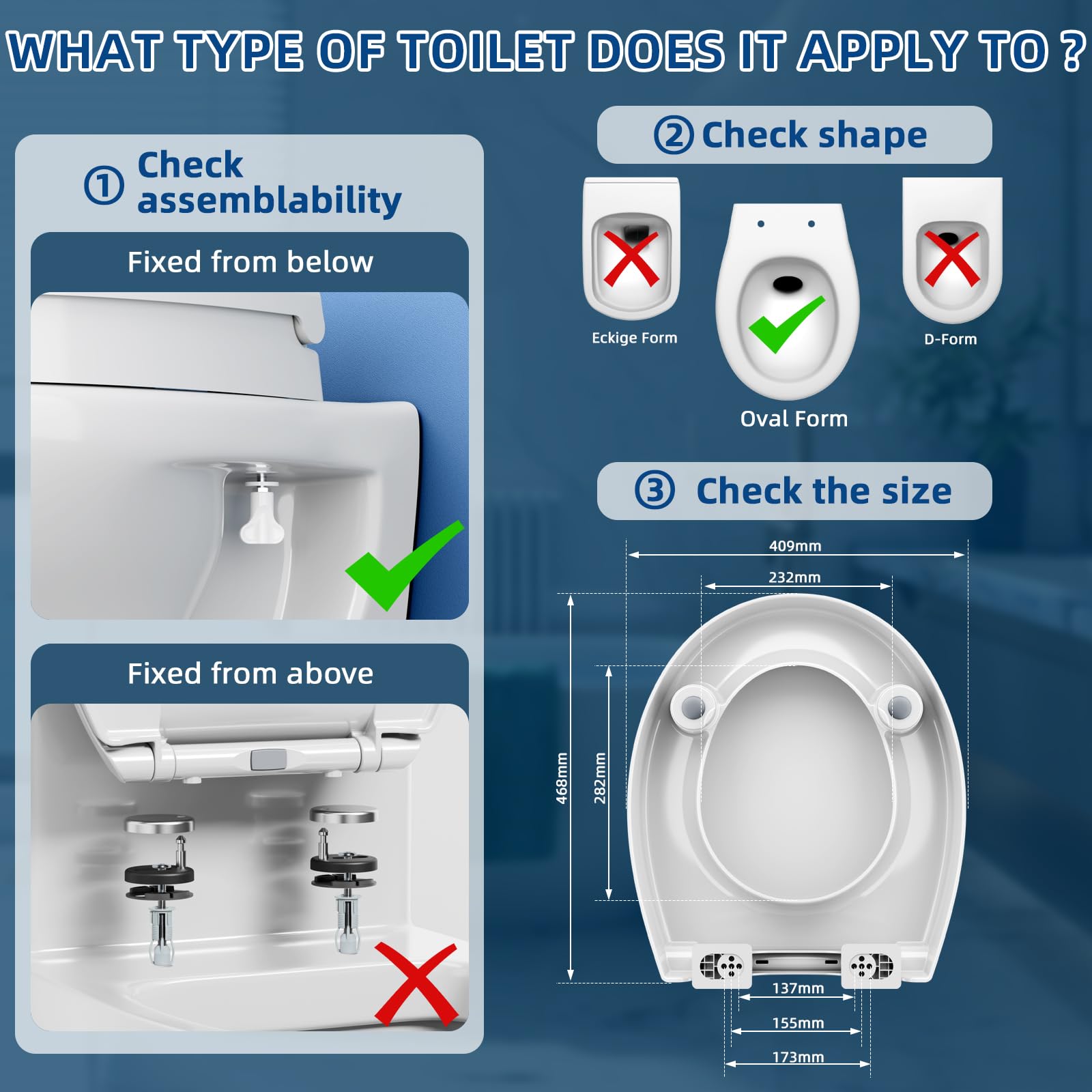Rialzo sedile WC 7,5 cm in Duroplast – Sedile WC rialzato per una seduta comoda con abbassamento automatico – Portata fino a 250 kg, bianco (fissaggio inferiore)