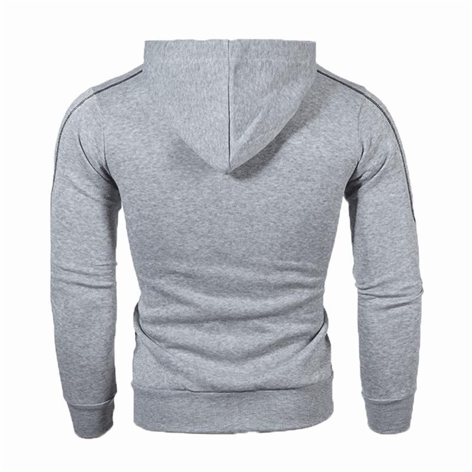 Maiyifu-GJ Men's Full Zip Casual Hoodies Long Sleeve Fleece Sports Hoodie Lightweight Hooded Sweatshirts with Zip Pockets (Light Grey,X-Large)