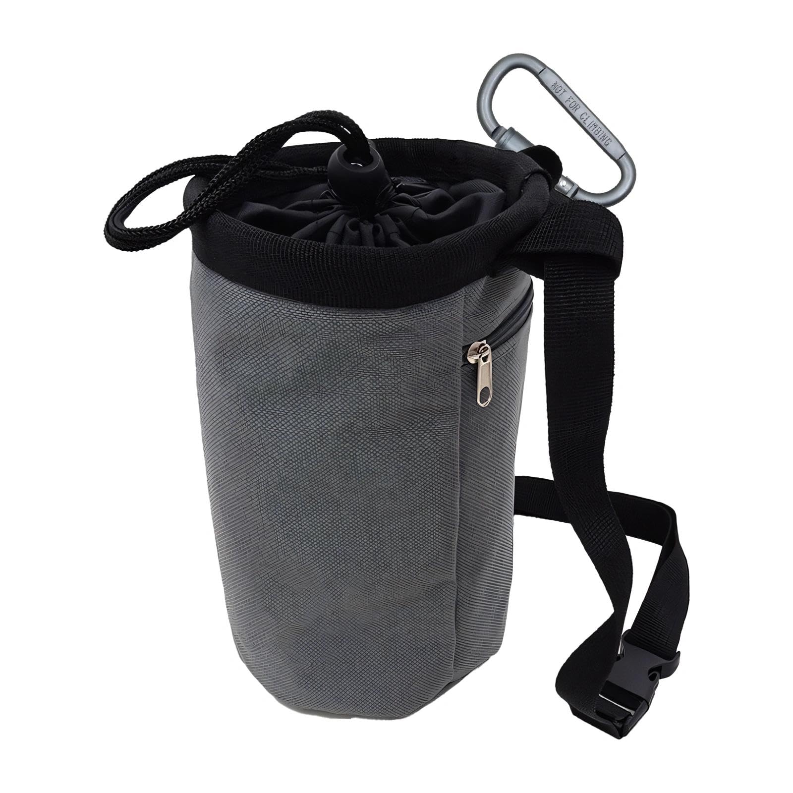 Rock Climbing Chalk Bag, Durable Bouldering Bucket for Men & Women, Climbing Gifts with Adjustable Belt & Zipper Pocket, Ideal for Weightlifting, Gymnastics & Crossfit, Chalk Balls Compatible (Grey)
