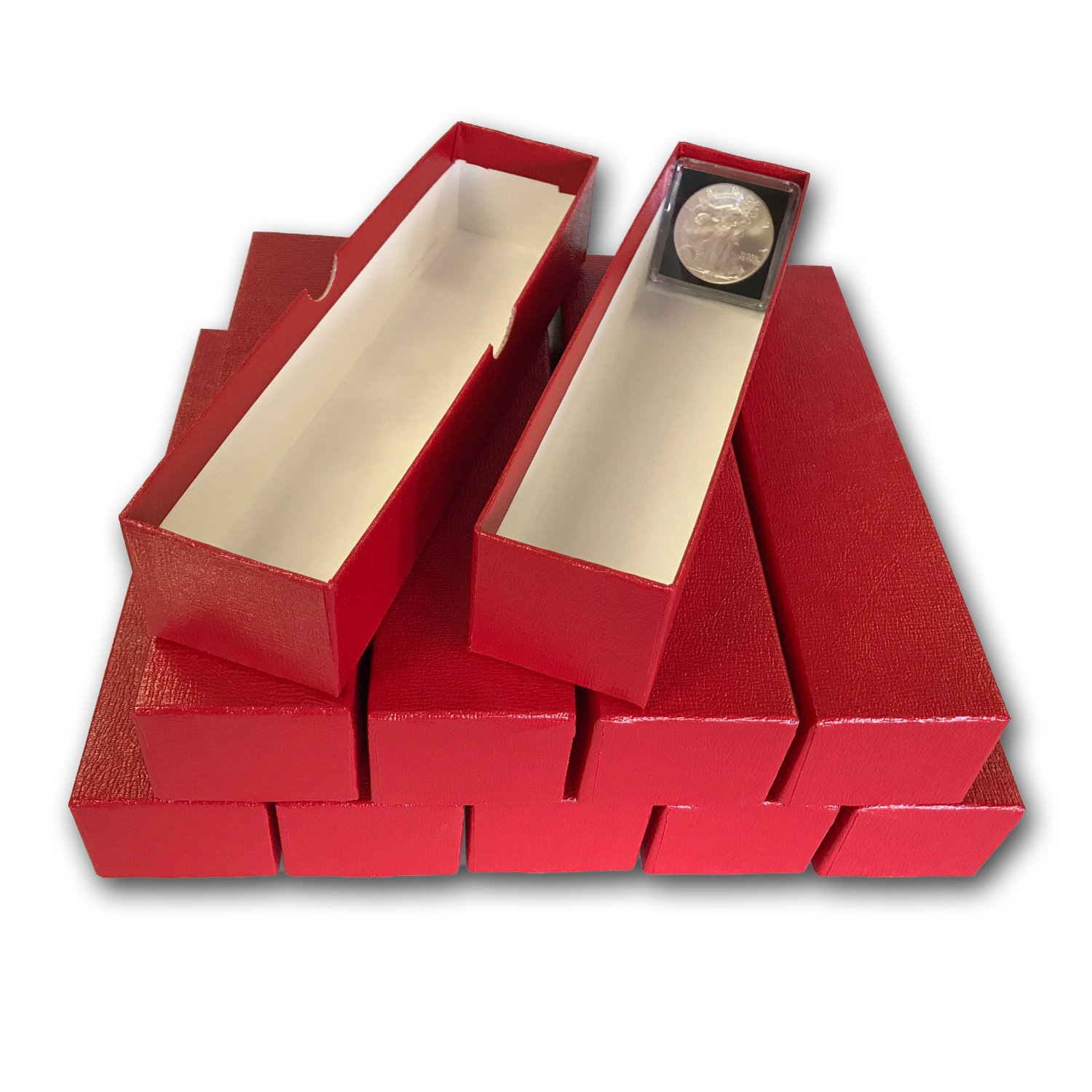 Guardhouse LOT of 10 Single Row 2x2 Storage Boxes for Coin Plastic & Paper Cardboard Flips - Image 5