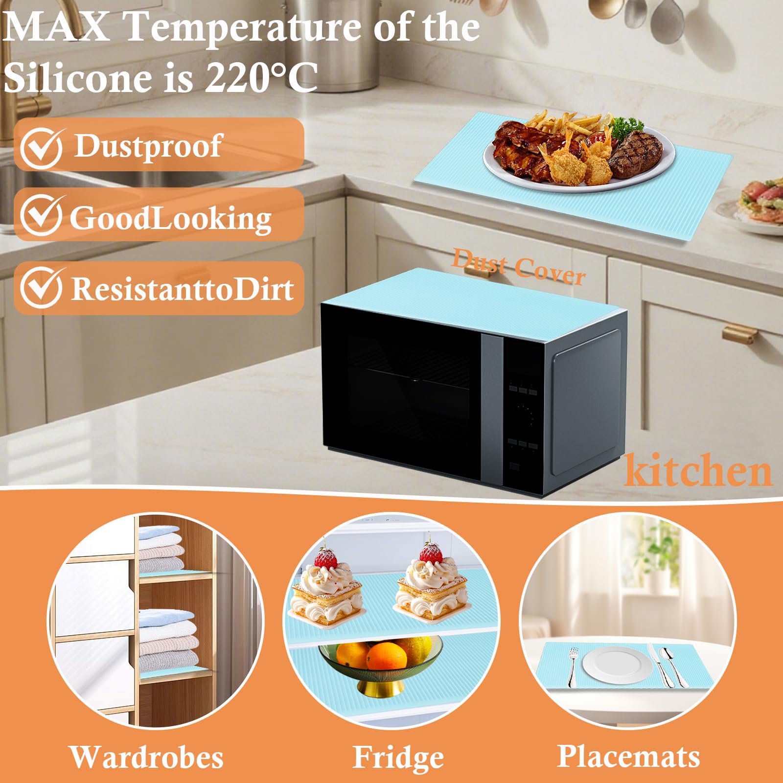 4 StüCk Anti-Gefriermatte FüR EisfäCher, 45*29Cm Anti Eis Matte Gefrierschrank Antifrost Matte KüHlschrank Wasserdichte Und Abwaschbar Konservierungsunterlage KüHlschrank Zuschneidbar (Blau)