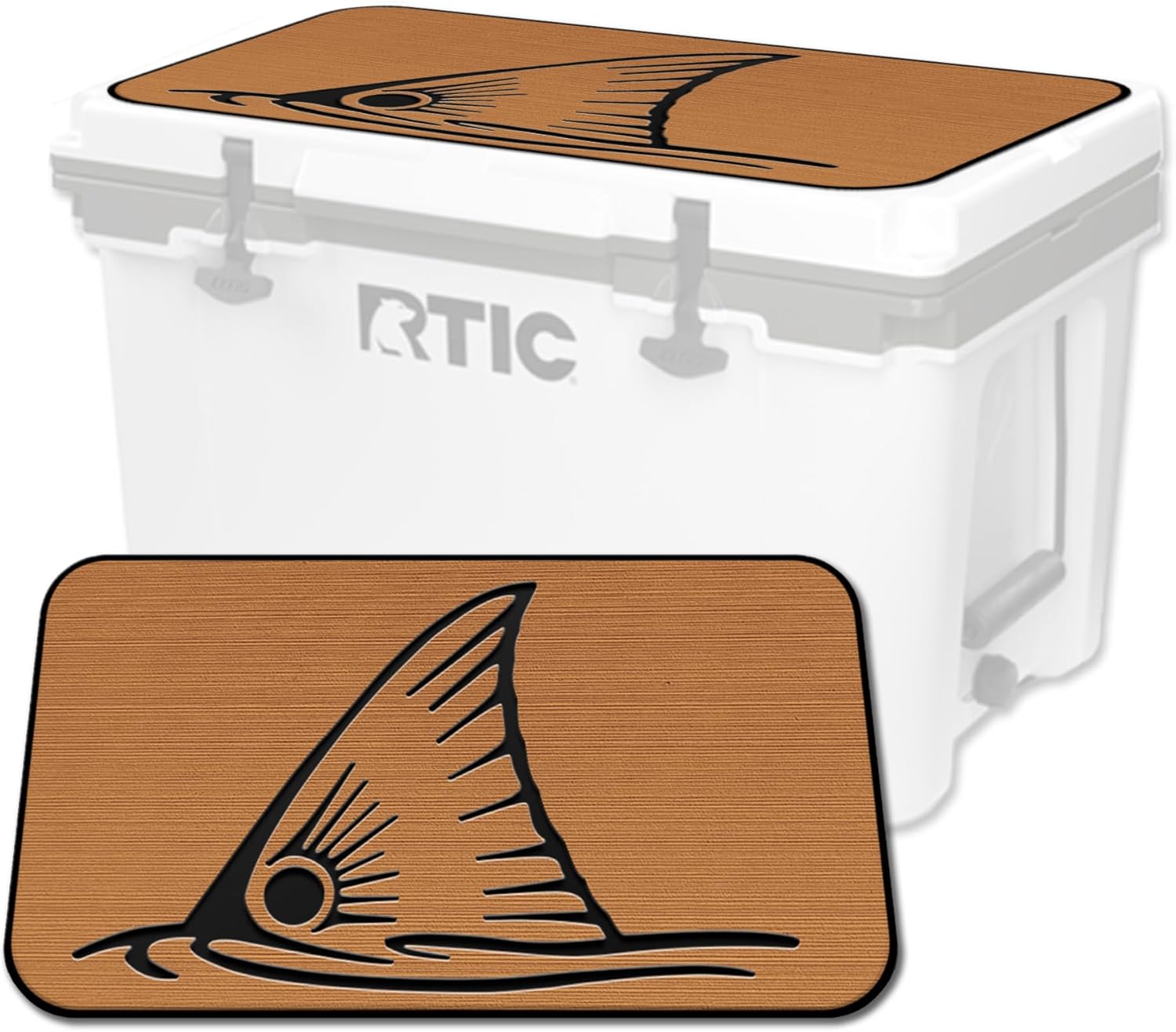 USATuff SeaDek EVA Mat Cooler Pad fits RTIC | Peel & Stick Application | Non Slip Comfort Accessories - Top Fin Redfish Design (Mocha-Black)