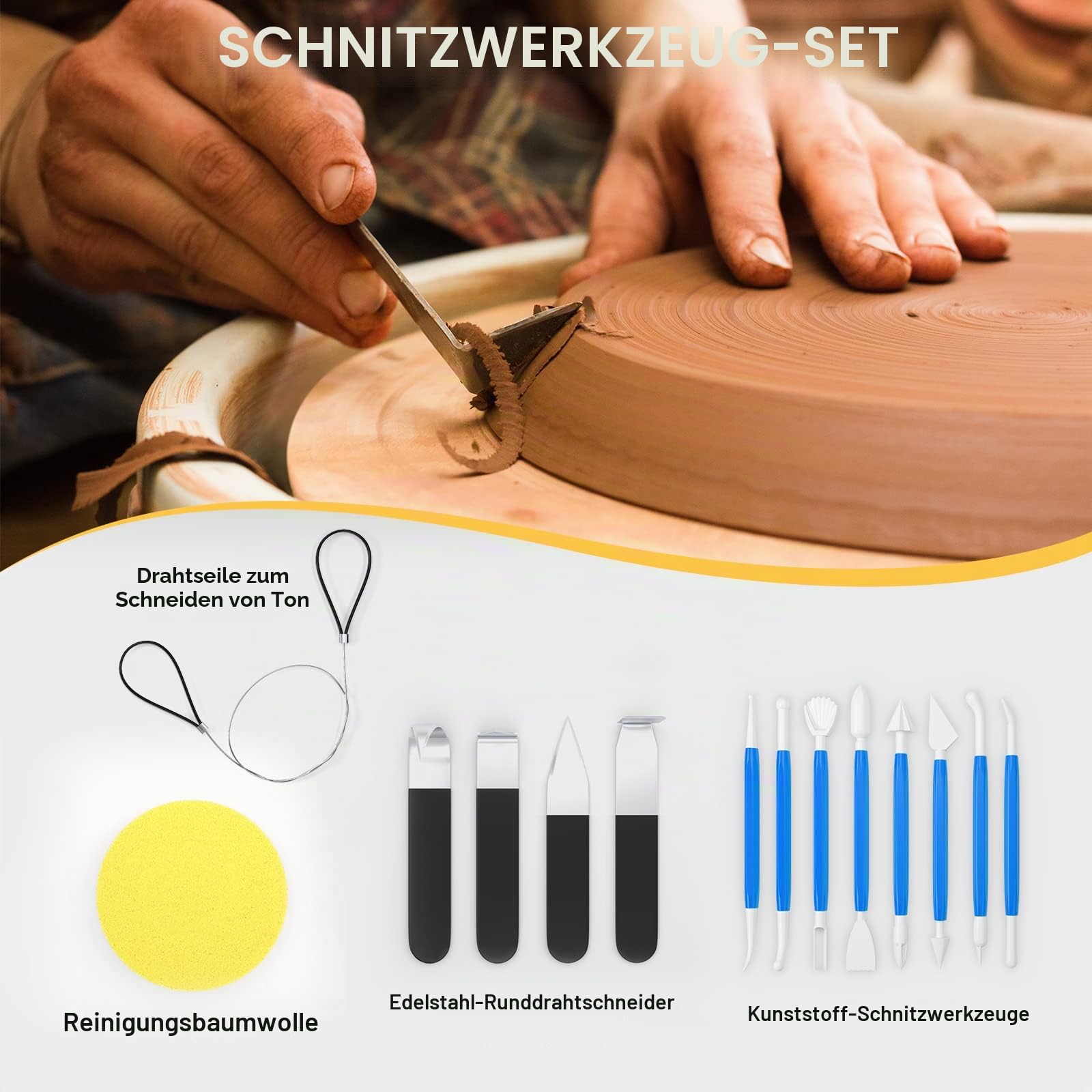 Elektrische Töpferscheibe 25CM 350W Professionelle Töpferscheibe Formmaschine Keramik Clay Maschine mit Töpferwerkzeugen für Erwachsene, Töpferanfänger, Töpferstudio