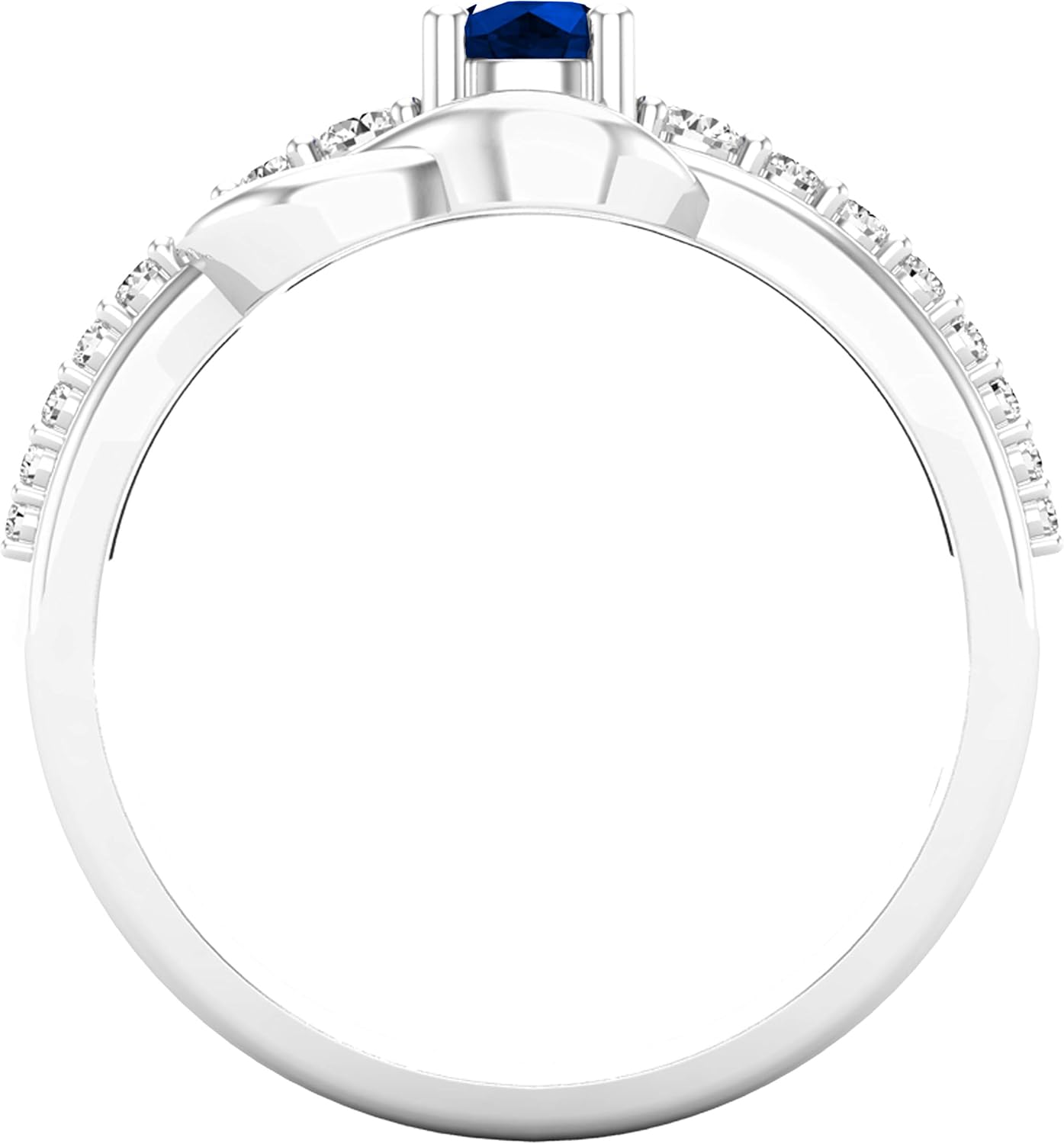 Dazzlingrock Collection 4 MM Round Lab Created Gemstone & Natural White Diamond Ladies Bridal Knot Style Engagement Promise Ring, Sterling Silver