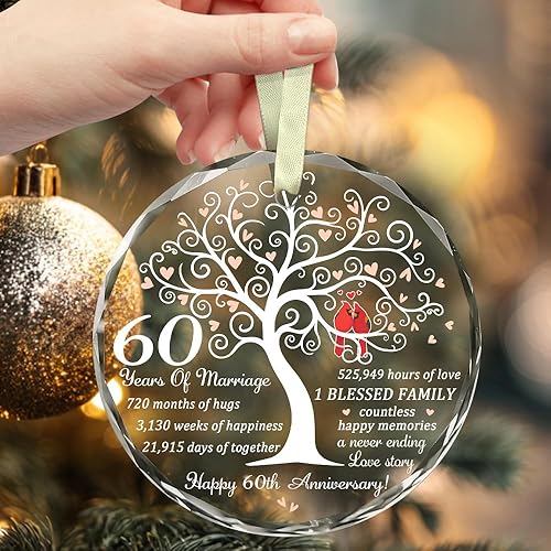 Miniatura 2 de Adorno de 60 aniversario de boda, 60 años de matrimonio, idea de regalo de 60 aniversario para pareja, San Valentín, para esposa, esposo, adorno de