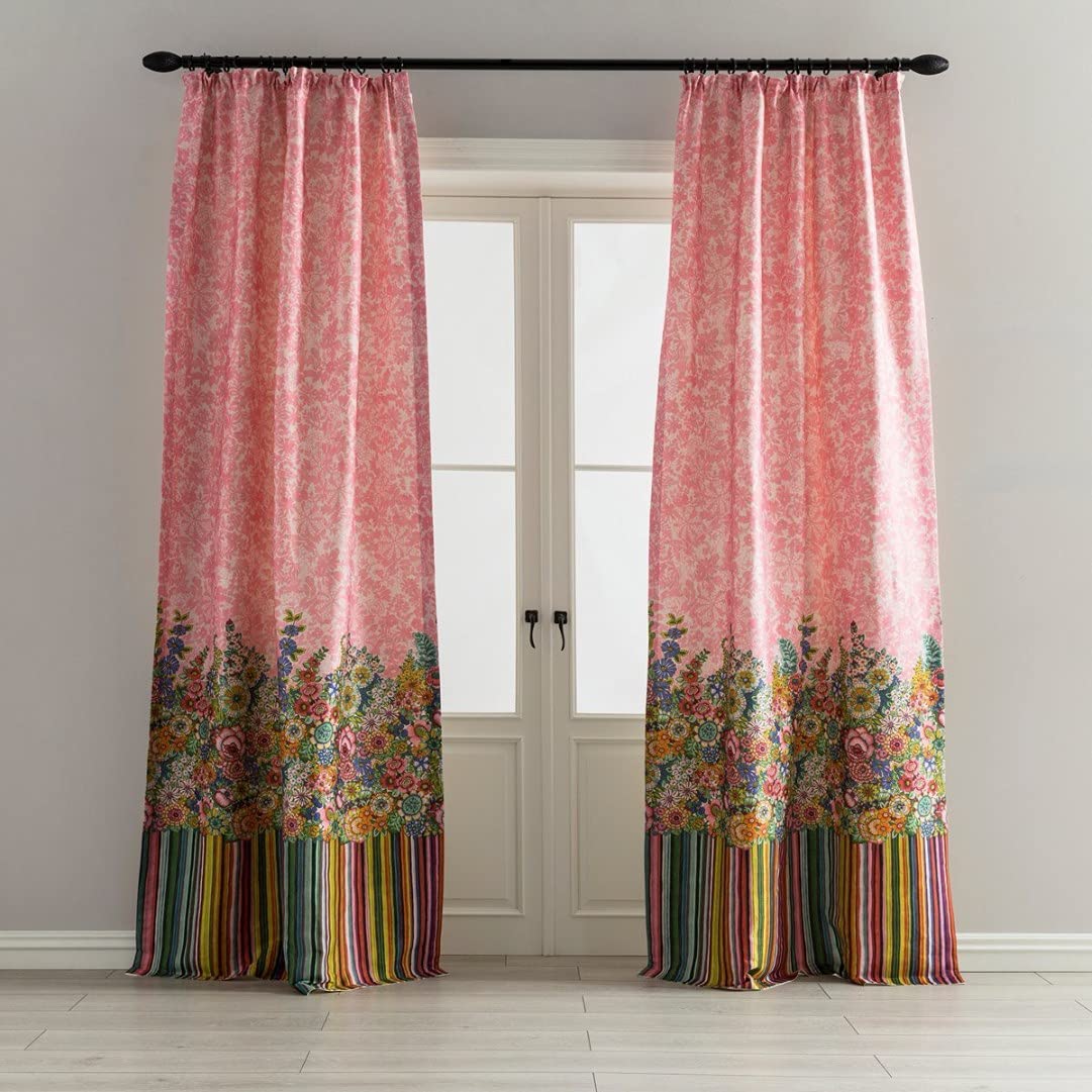 V4M 3D Flowers Digital Printed Polyester Fabric Curtains for Bed Room, Living Room Kids Room Color Pink Window/Door/Long Door (D.N.110) (2, 4 x 7 Feet (Size: 48 x 84 Inch) Door)