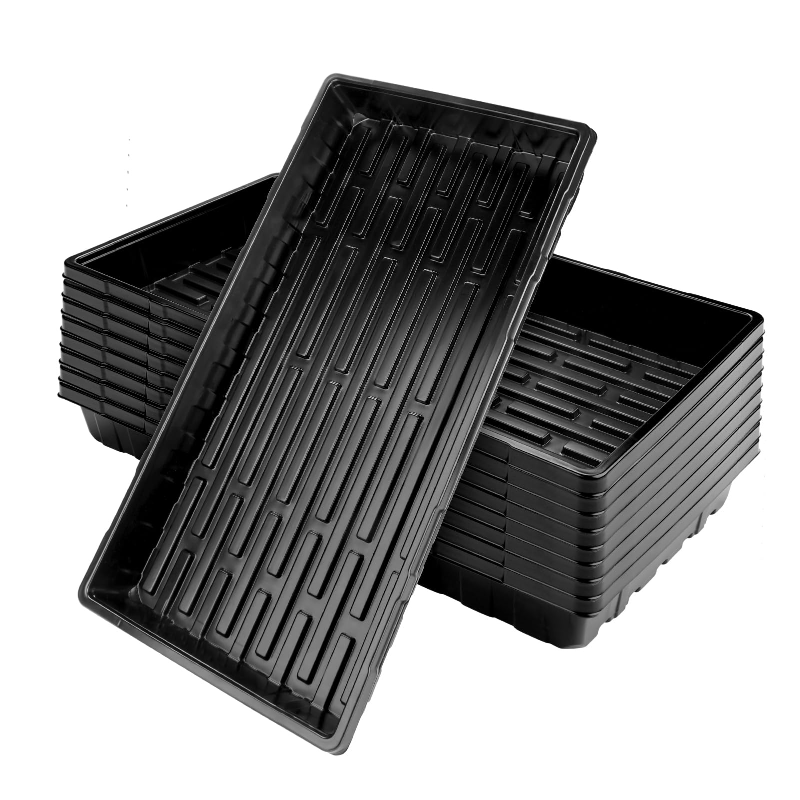 8 Piezas Bandejas de Germinación Sin Agujeros, Bandeja Semilleros Plastico Rectangular, Bandejas de Cultivo de Plantas para Jardín Vegetal Invernadero (54 x 28 x 6 cm)