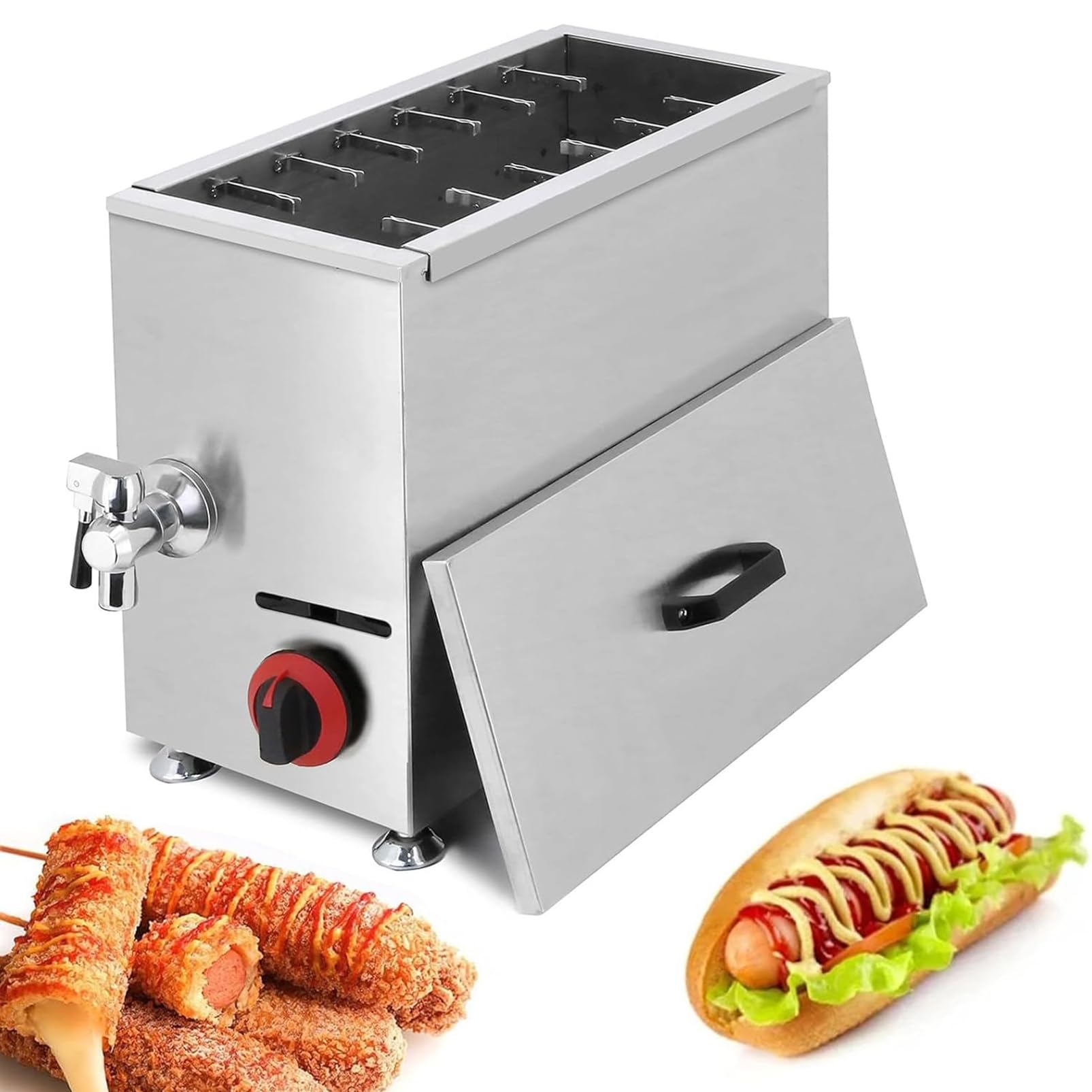 Friteuse commerciale pour chien de maïs, machine à hot dog, grande capacité avec 12 crochets pour restaurants et usage domestique