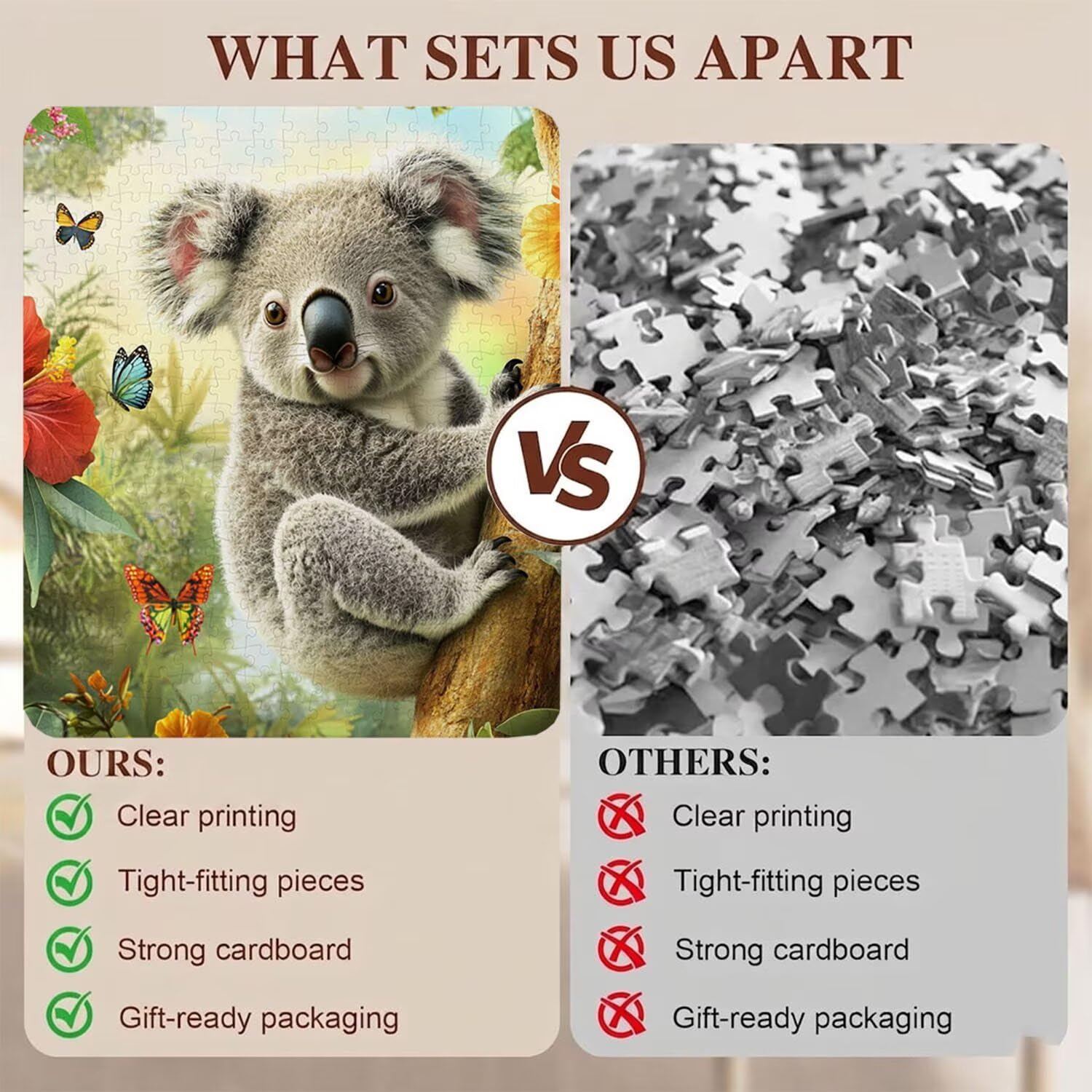 koala Albero Puzzle 1500 Pezzi per Adulti, Puzzle in Legno - Collezione Classica con Poster Incluso - Sfida di Concentrazione e Passatempo Antistress, Gioco Educativo per Famiglia, 87 x 57 cm f0-556