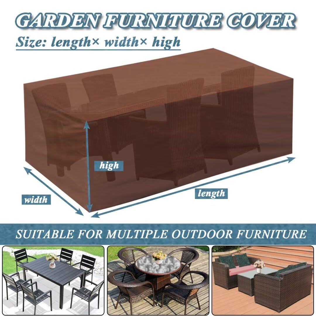 Copertura per Mobili da Giardino Impermeabile Copritavolo da Esterno Coperture per Sedia da Tavolo da Giardino Patio 420d Oxford Tessuto Marrone 160x130x90cm