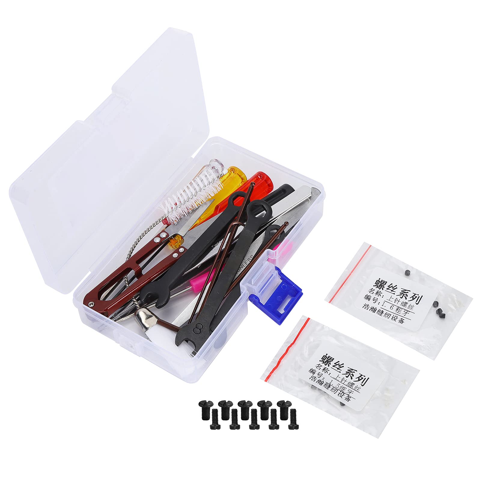 Overlock Sewing Hine Tool Kit, Straight/Curved S, Screwdriver Set, Brush