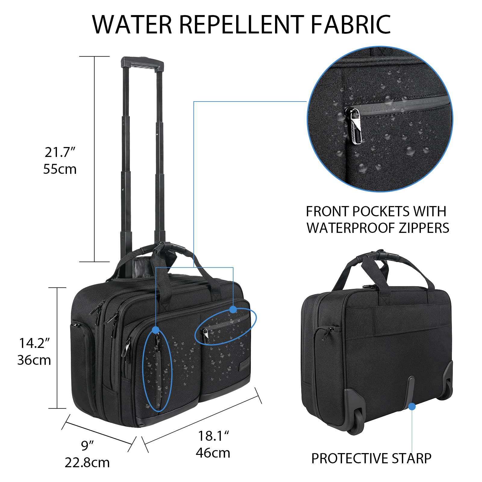 VANKEAN Torba na laptopa 17,3" wodoodporna z kieszeniami RFID czarna