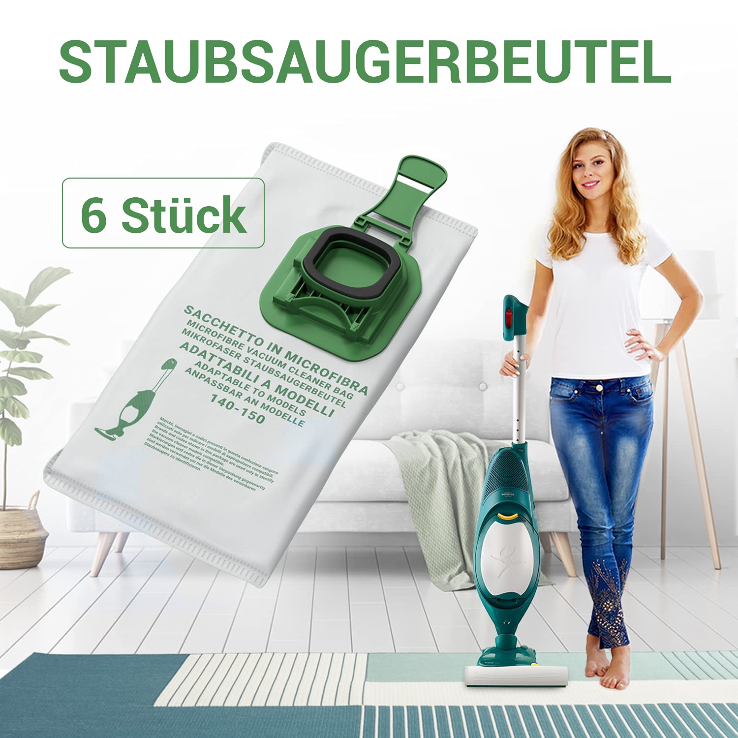 6 Pezzi Sacchetti Per Aspirapolvere In Microfibra Adatti A Per Vorwerk Folletto VK140 VK150 - ONIX TECH - Foto 9