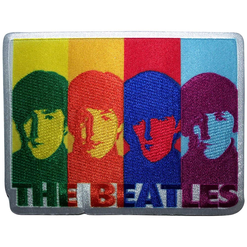 The Beatles Colour Head Shots Woven Patch Size One Size - Les Beatles, Paul McCartney, John Lennon, RIngo Starr, George Harrison The Beatles Colour Head Shots Woven Patch Size One Size