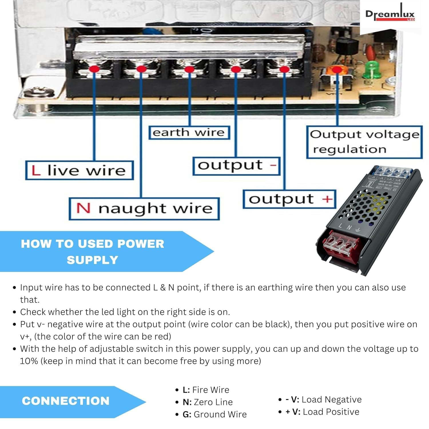 12 VOLT 10 AMPERE 120 Watt SMPS Power Supply Adapter | Ideal for LED Signage, Strip Lights, Decorative Lighting, CCTV Surveillance, Industrial Automation (Pack Of 1 Piece) — Amazon image 6